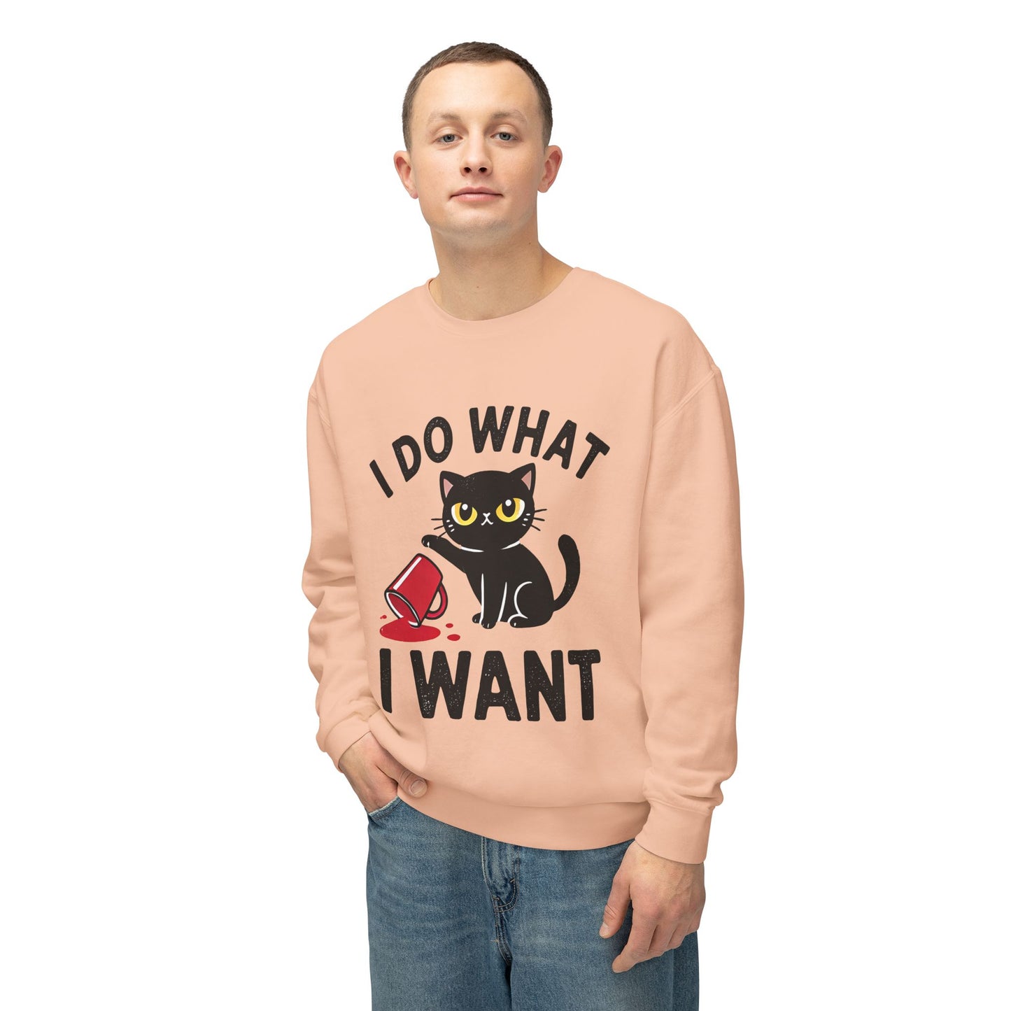 Cat Graphic Sweatshirt "I Do What I Want" – Cute Rebellious Cat Crewneck
