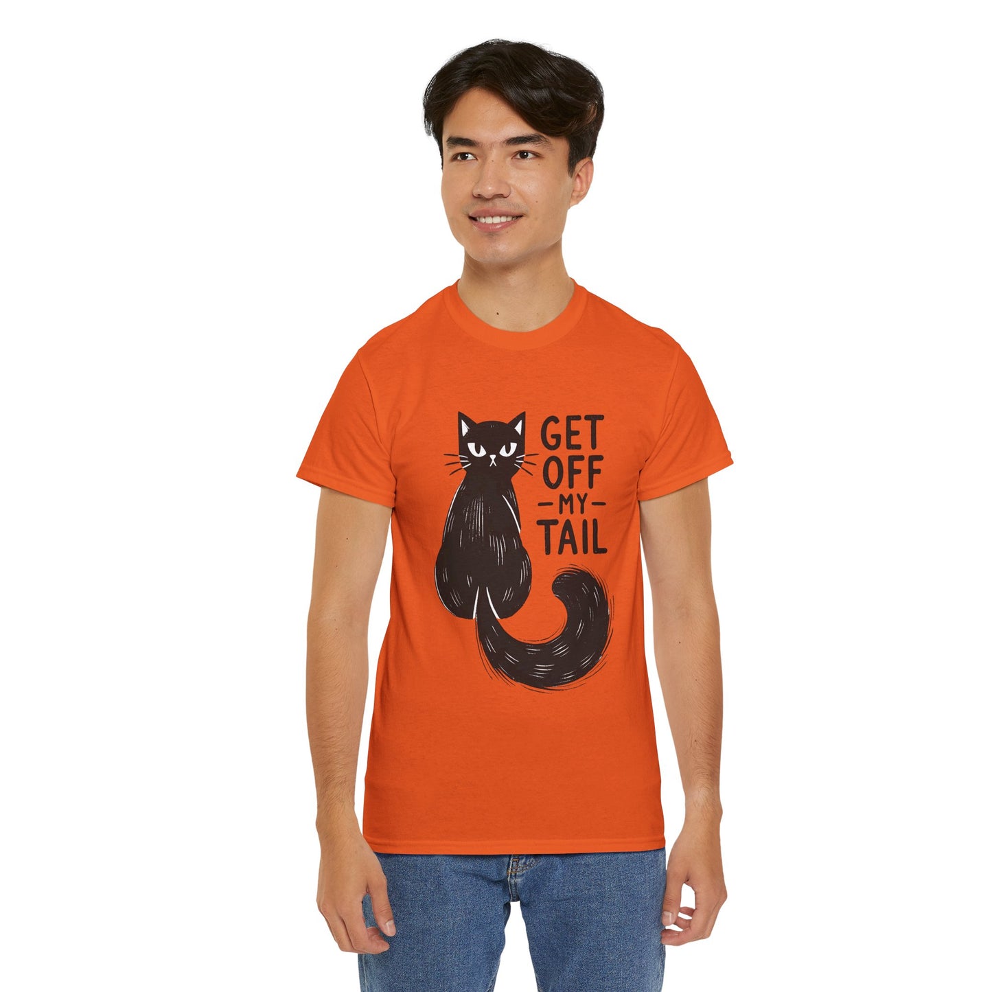 Cat T-Shirt — "Get Off My Tail" Funny Black Cat Tee
