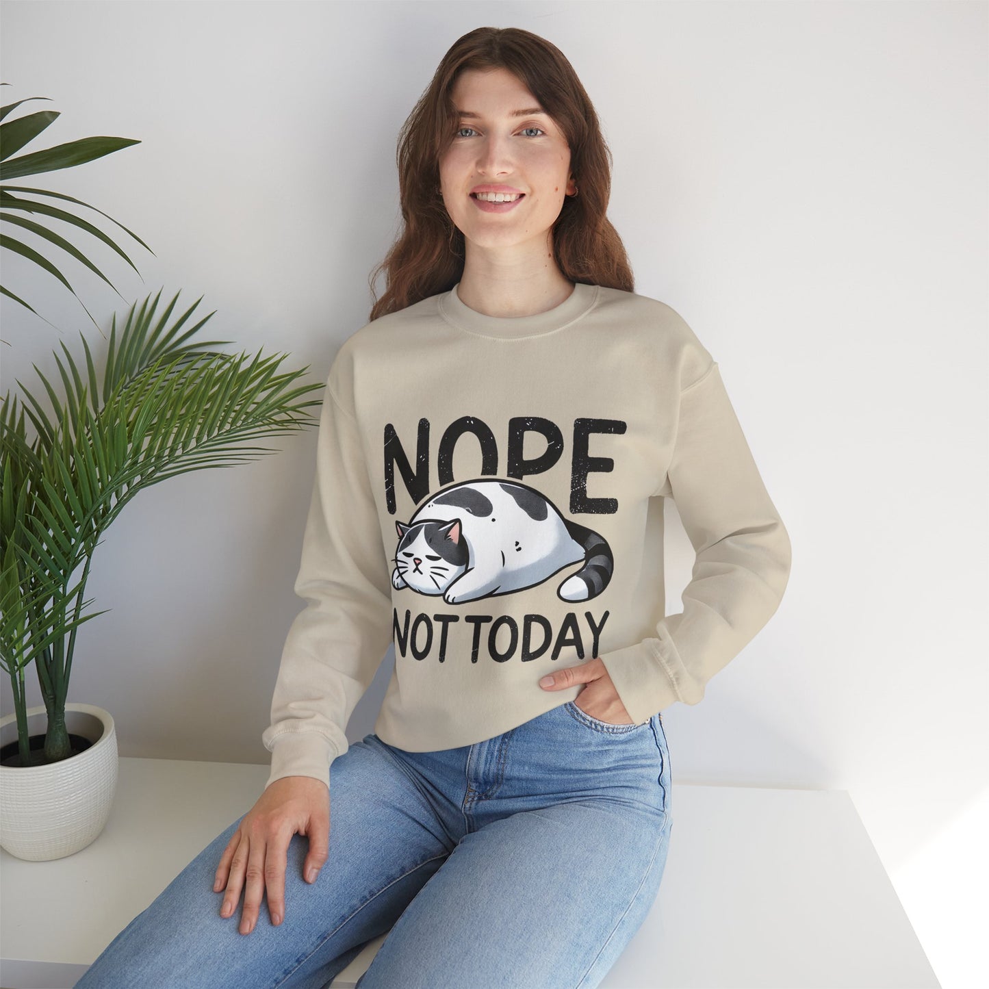 Cat 'Nope, Not Today' Crewneck Sweatshirt