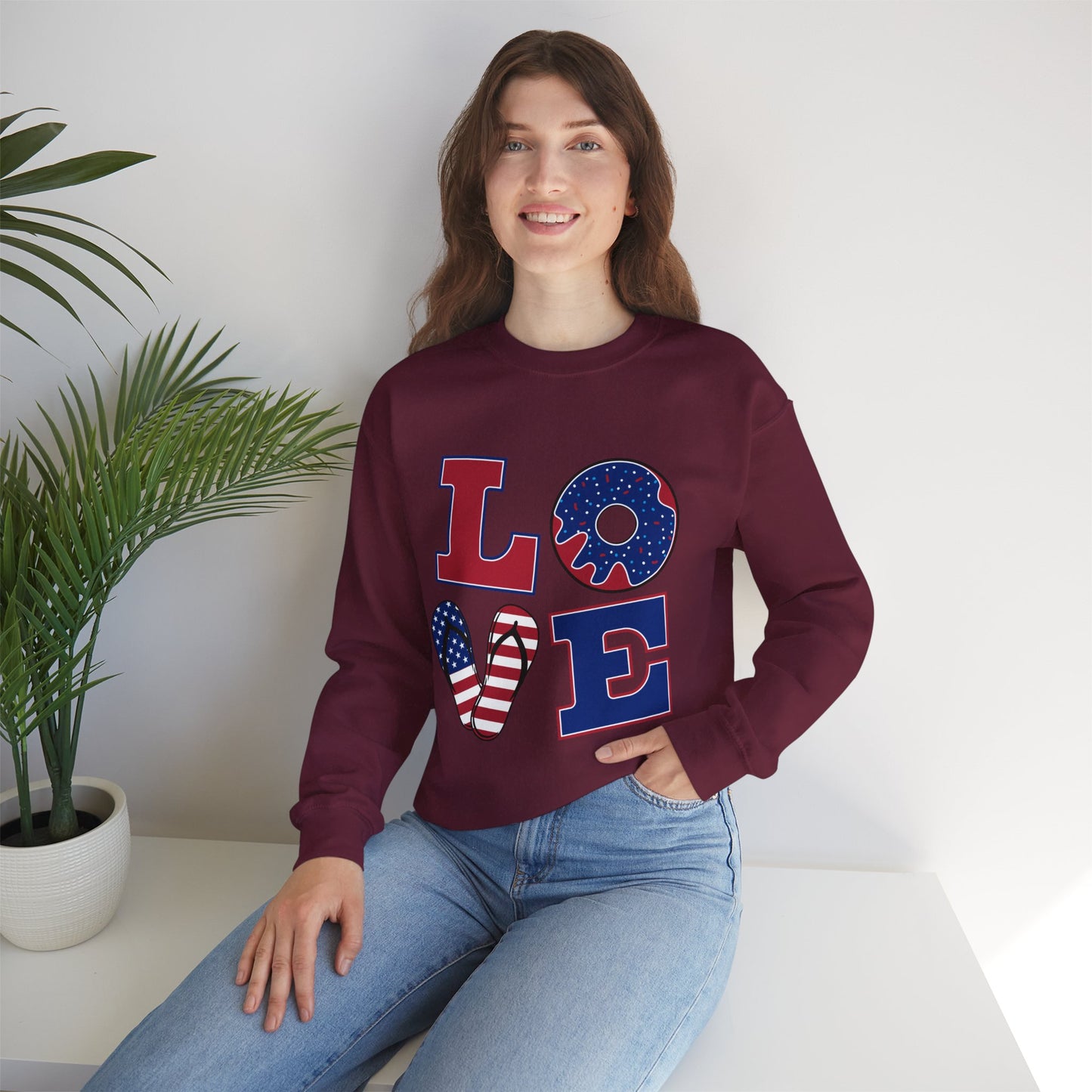 Patriotic Donut Love Crewneck Sweatshirt