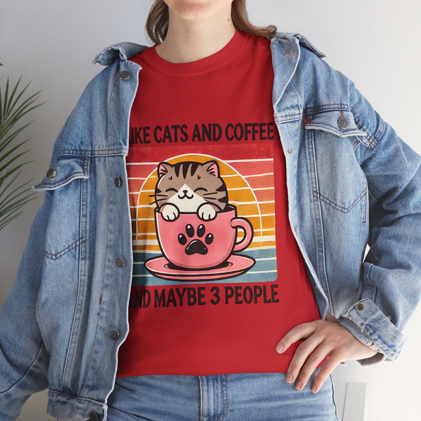 Cat & Coffee T-Shirt — "I Like Cats and Coffee and Maybe 3 People" Cute Vintage Tee