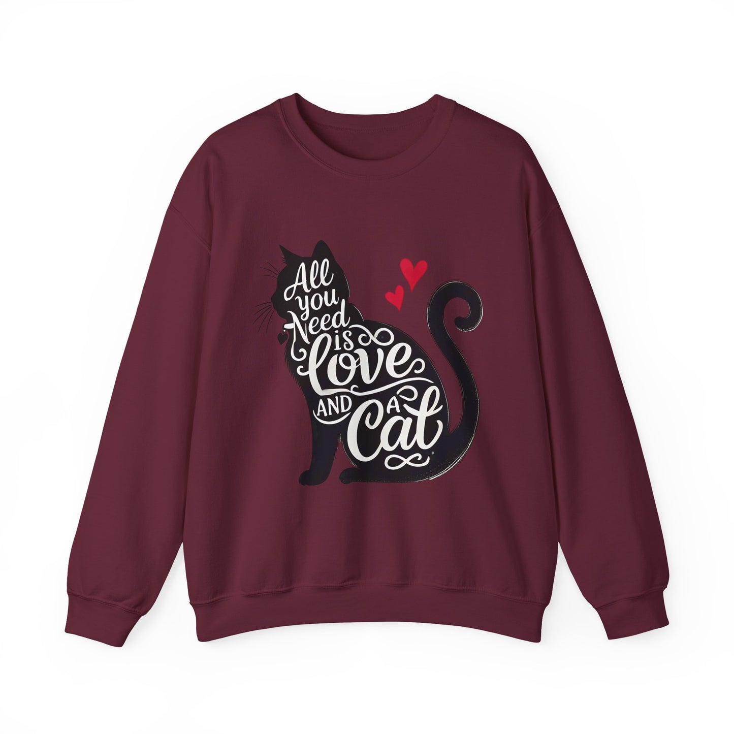 All You Need Is Love and a Cat sweatshirt - Cat Lover Crewneck Sweatshirt