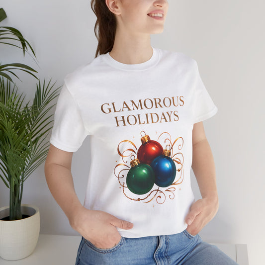 Glamorous Holidays T-Shirt — Festive Ornaments Graphic Tee