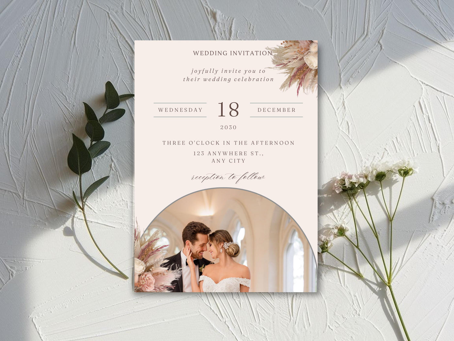 Elegant Wedding Invitation Template: Minimalist Photo Canva Suite