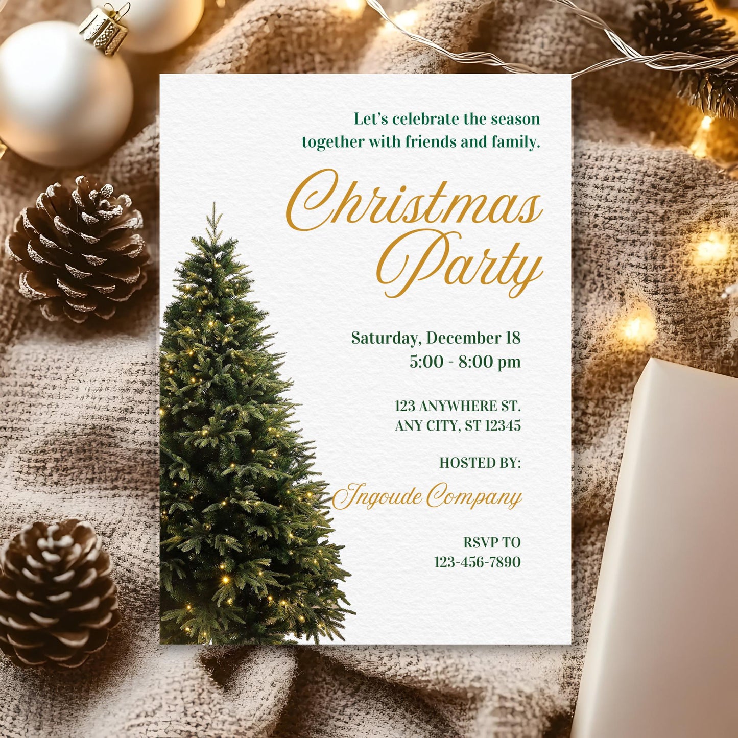 Editable Santa Hat Christmas Party Invitation: Canva Template