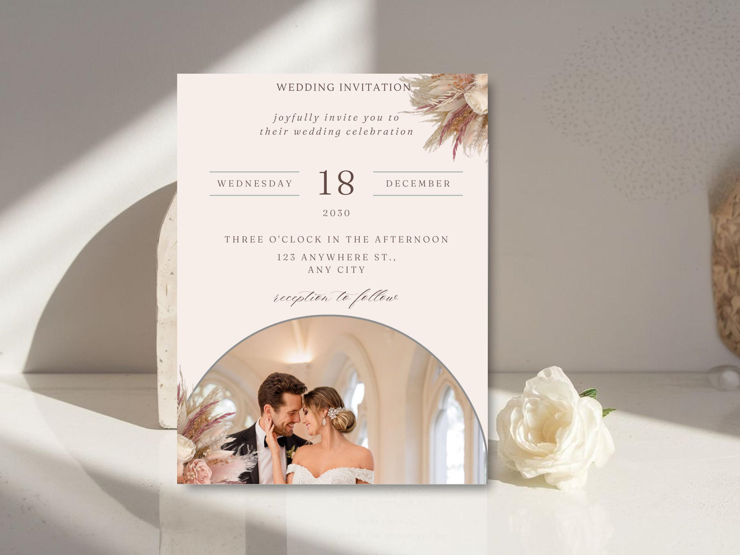 Elegant Wedding Invitation Template: Minimalist Photo Canva Suite