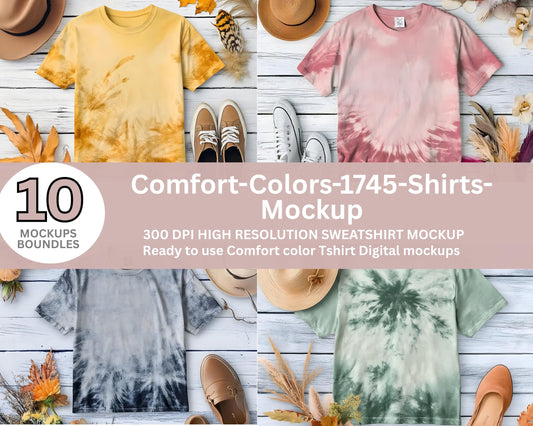 Mockup di camicia Comfort Colors 1745 Smoke: Trendy Flat Lay (download digitale)