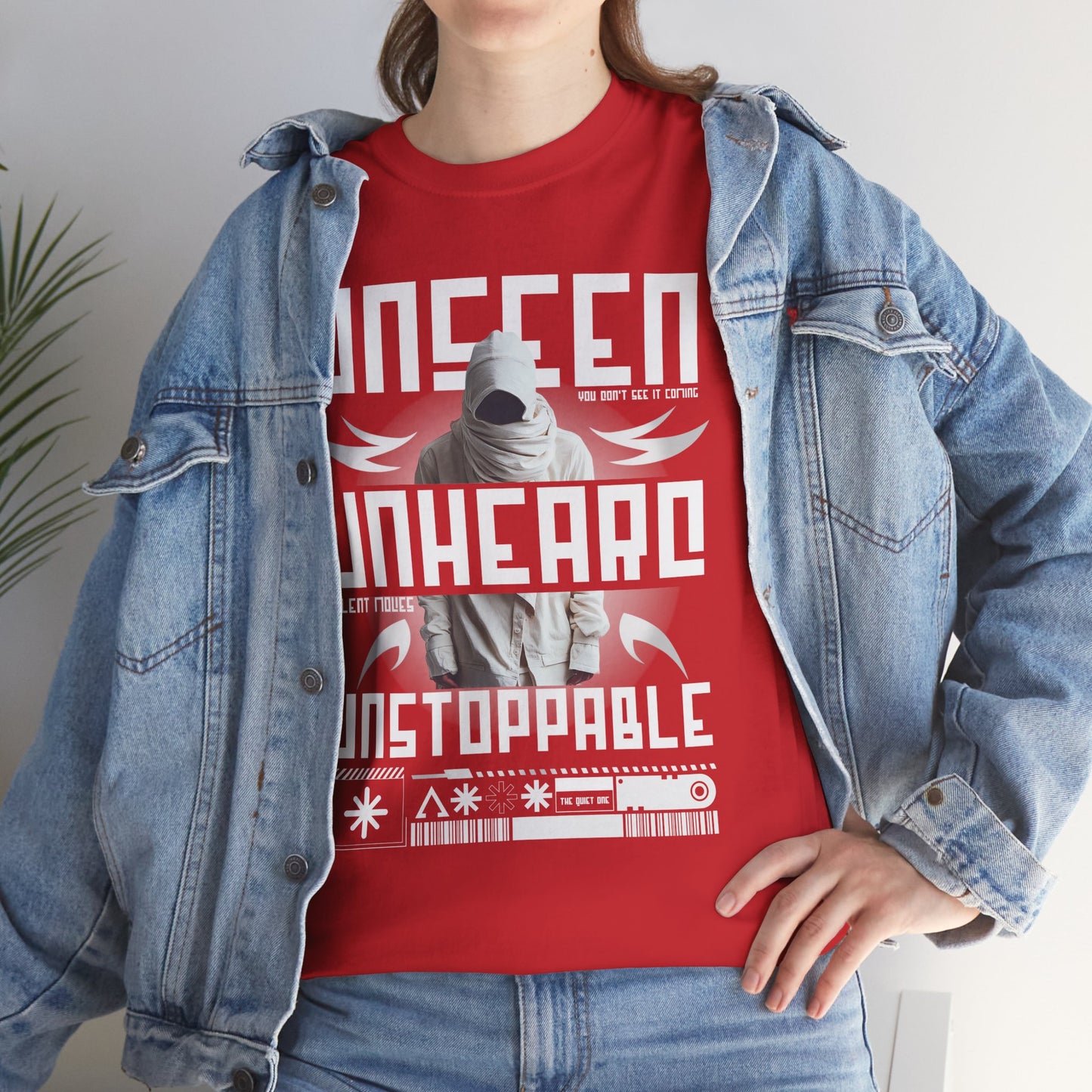T-Shirt — "Unseen, Unheard, Unstoppable" Graphic Tee (Bold Futuristic Design)