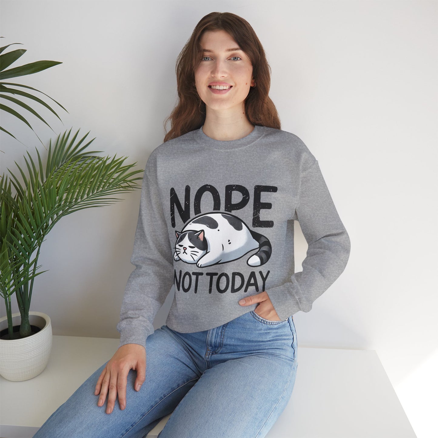 Cat 'Nope, Not Today' Crewneck Sweatshirt
