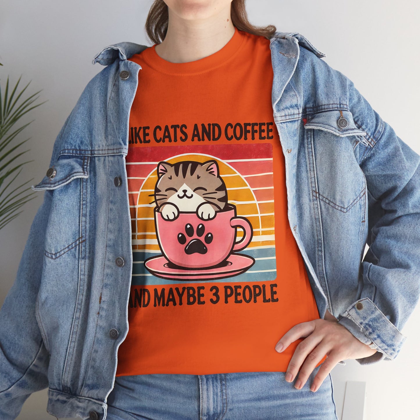Cat & Coffee T-Shirt — "I Like Cats and Coffee and Maybe 3 People" Cute Vintage Tee