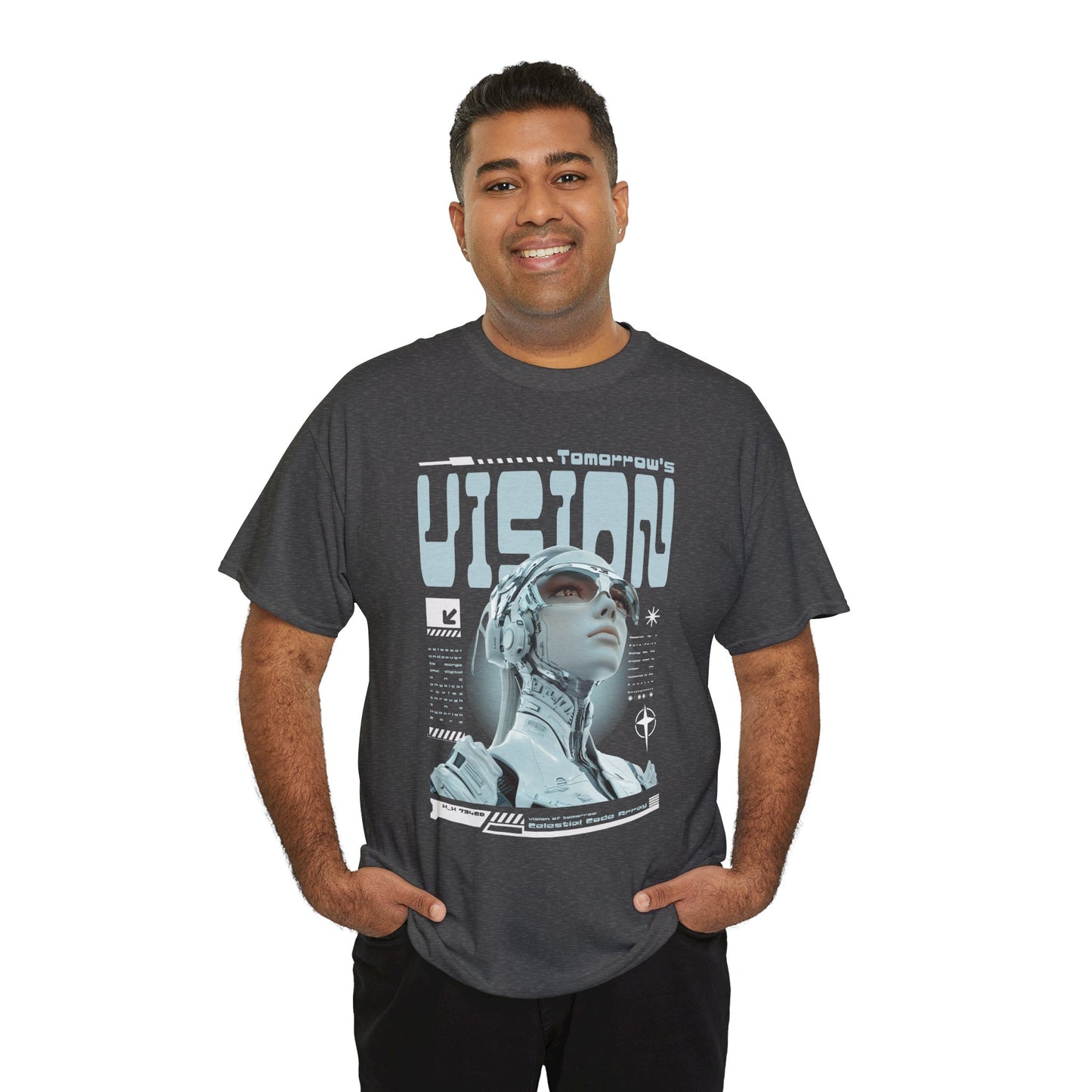Futuristic Cyborg Portrait Tee – "VISION" Graphic T-Shirt