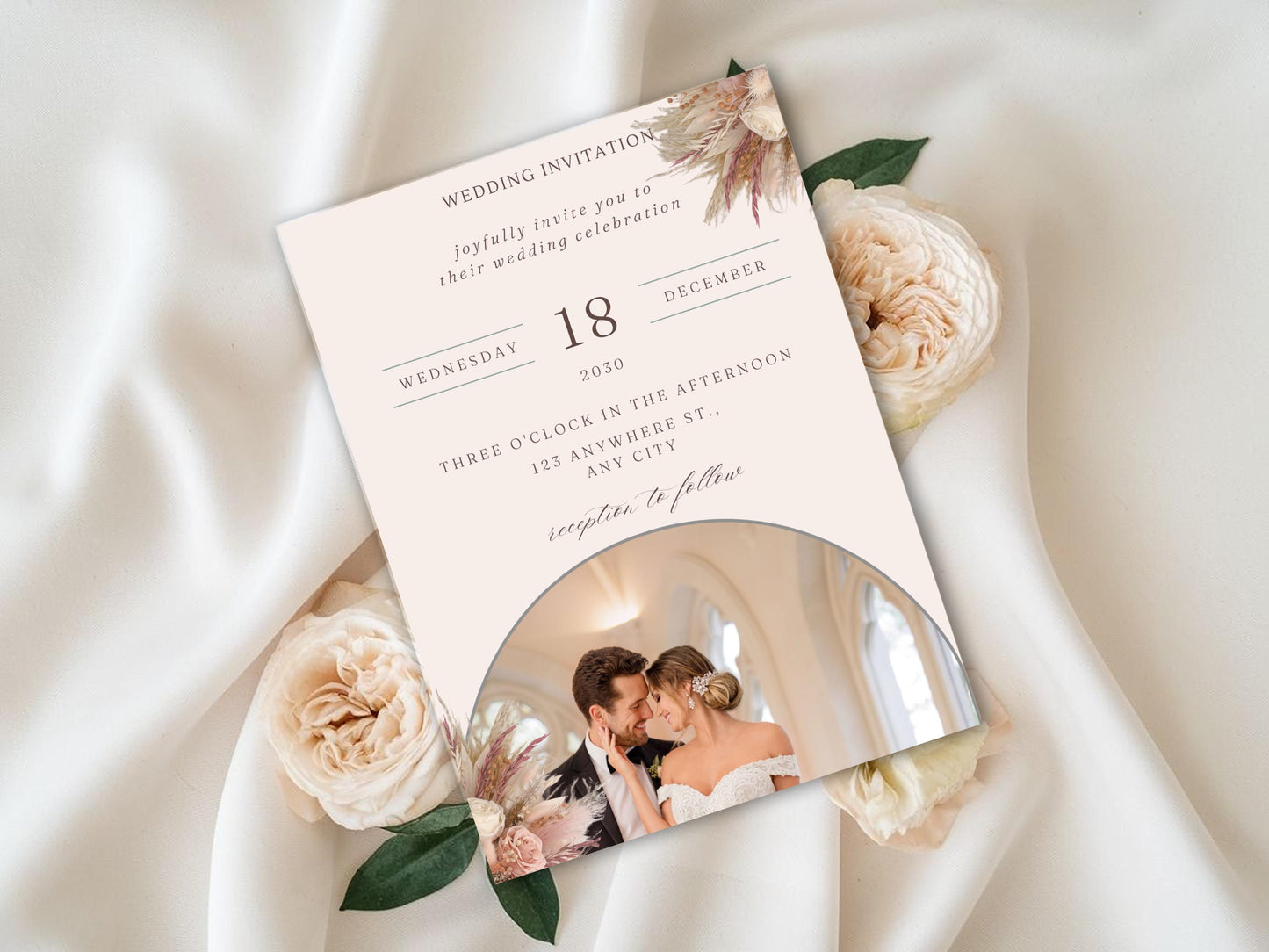 Elegant Wedding Invitation Template: Minimalist Photo Canva Suite