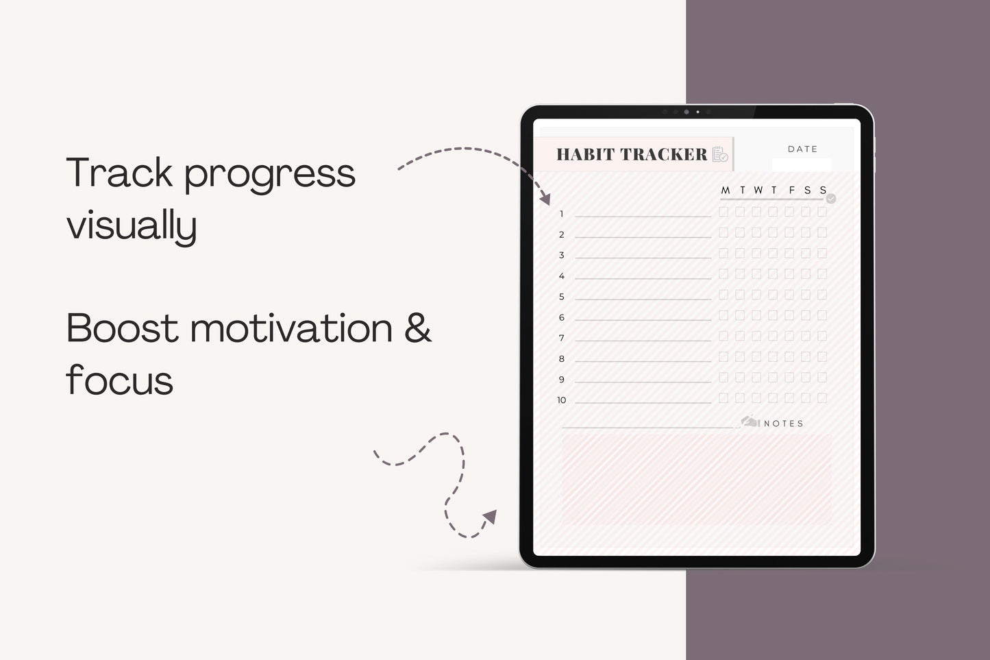 Tracker delle abitudini stampabile / Planner degli obiettivi mensili / Organizzatore di produttività e routine / Foglio di monitoraggio digitale