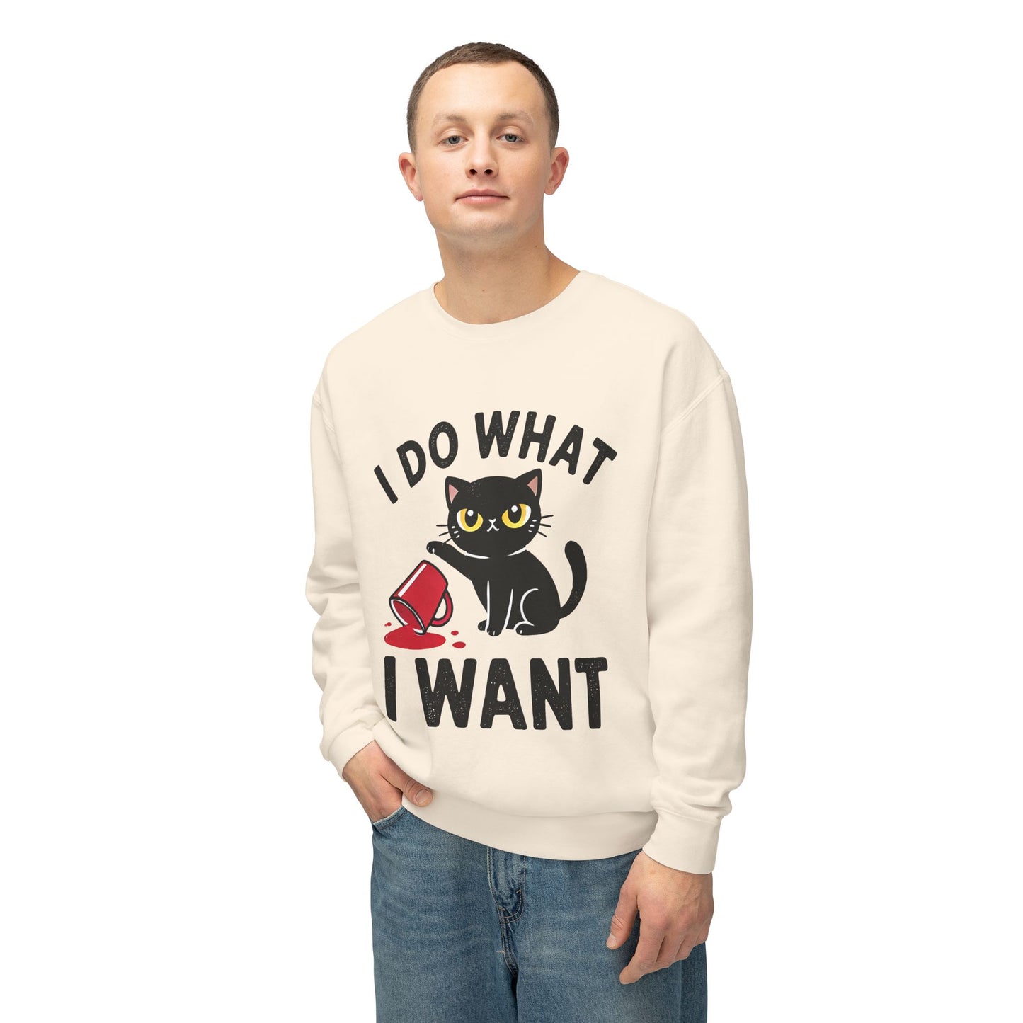 Cat Graphic Sweatshirt "I Do What I Want" – Cute Rebellious Cat Crewneck