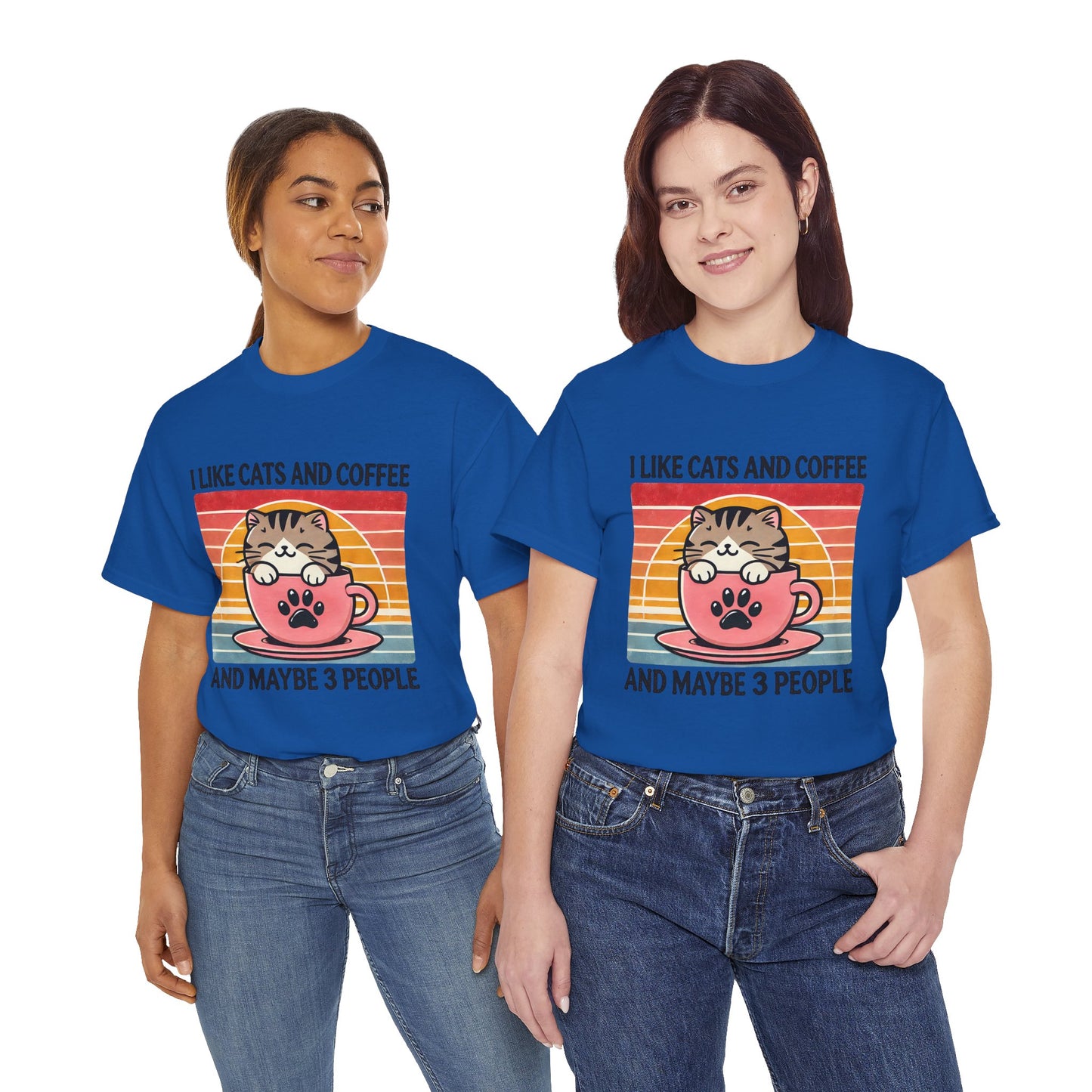 Cat & Coffee T-Shirt — "I Like Cats and Coffee and Maybe 3 People" Cute Vintage Tee