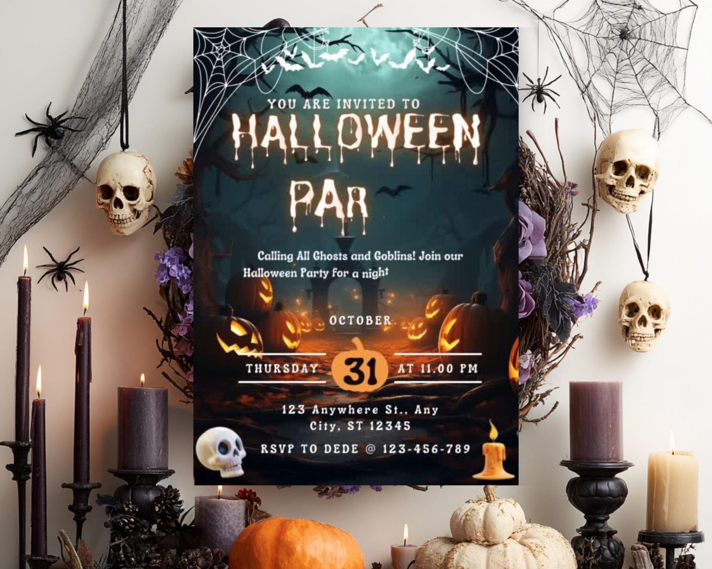 Editable Spooky Halloween Party Invitation: DIY Itinerary (Digital)