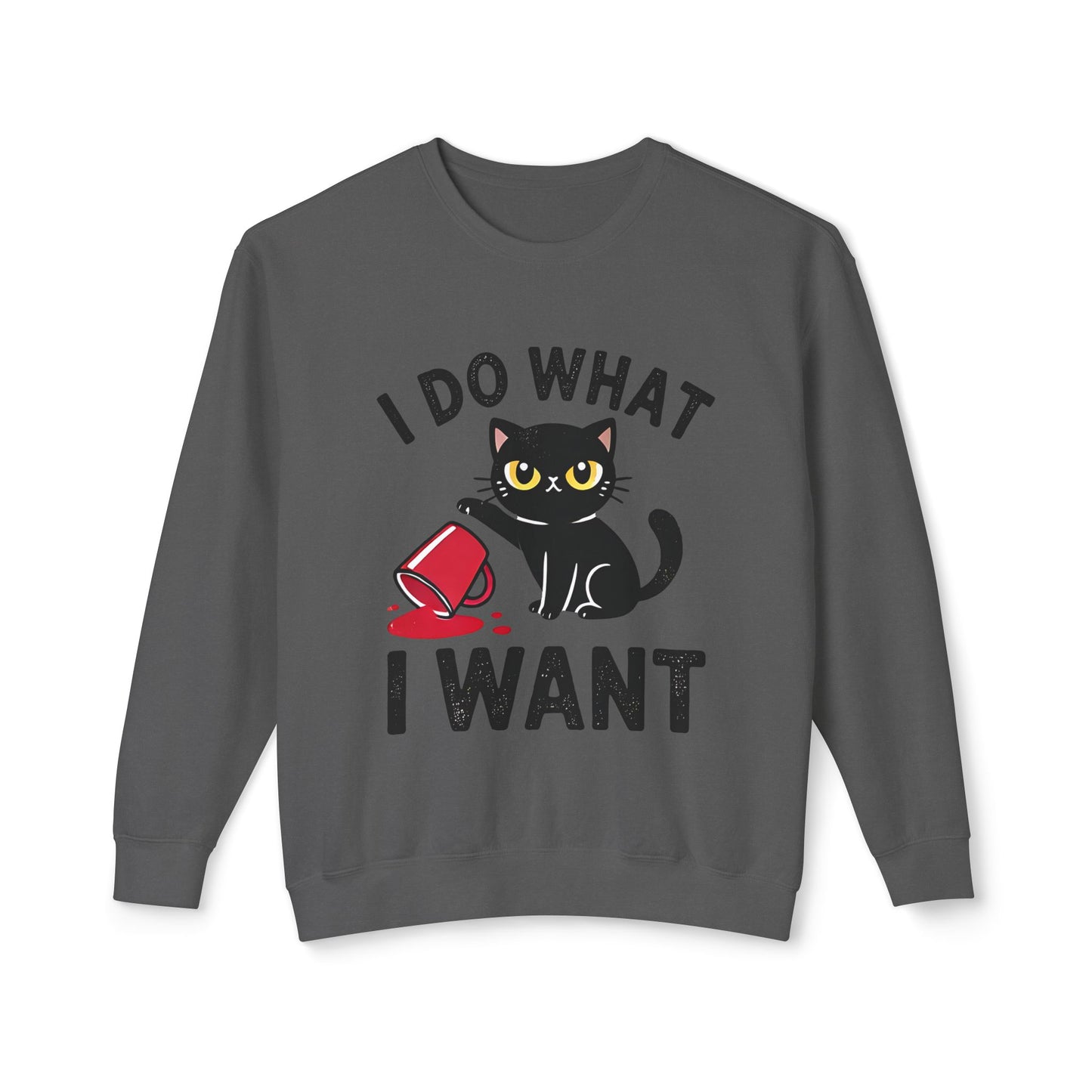Cat Graphic Sweatshirt "I Do What I Want" – Cute Rebellious Cat Crewneck