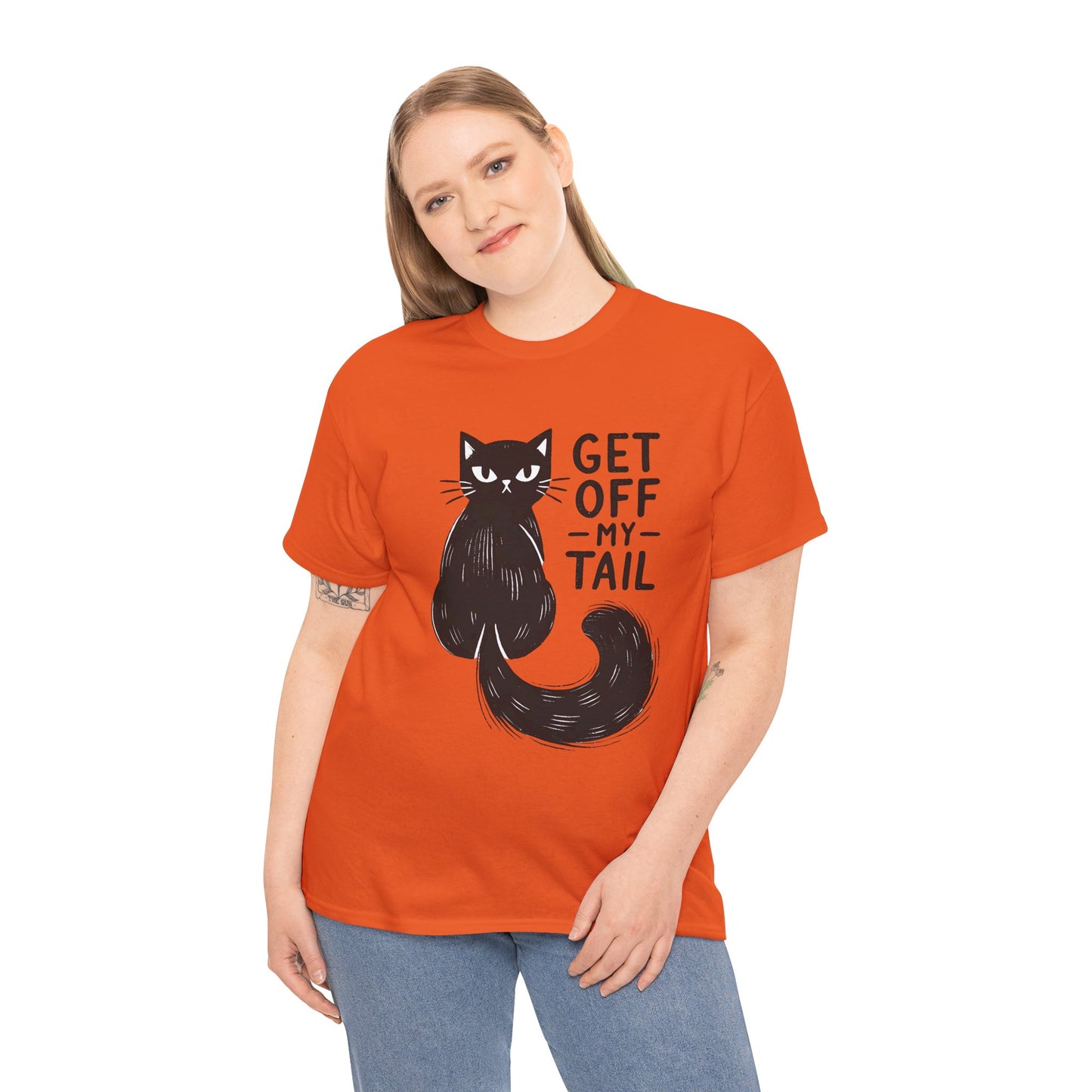 Cat T-Shirt — "Get Off My Tail" Funny Black Cat Tee