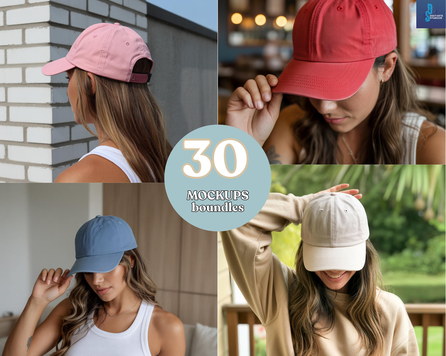 Unisex Dad Hat Mockups, Vintage Baseball Cap Template (Printable)