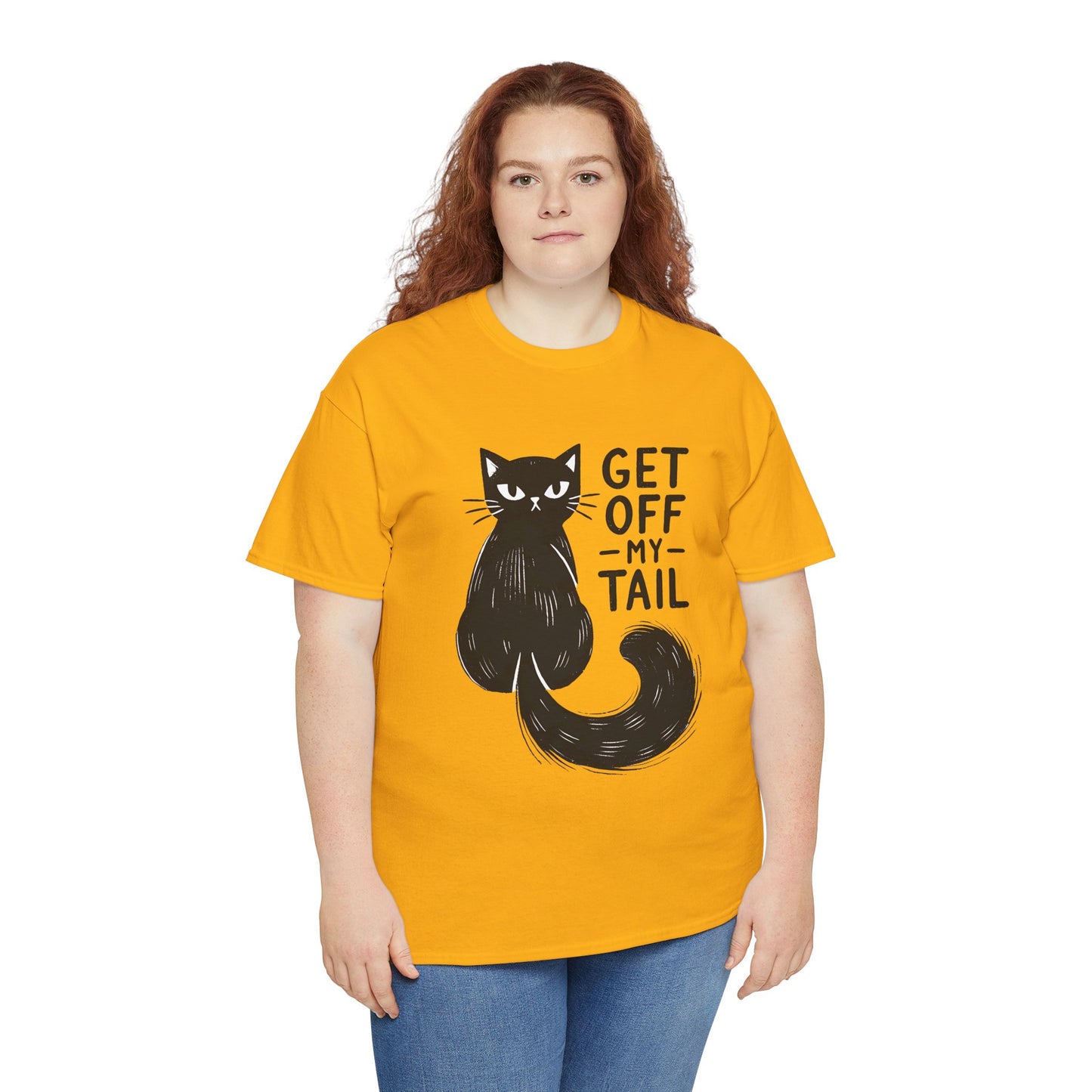 Cat T-Shirt — "Get Off My Tail" Funny Black Cat Tee