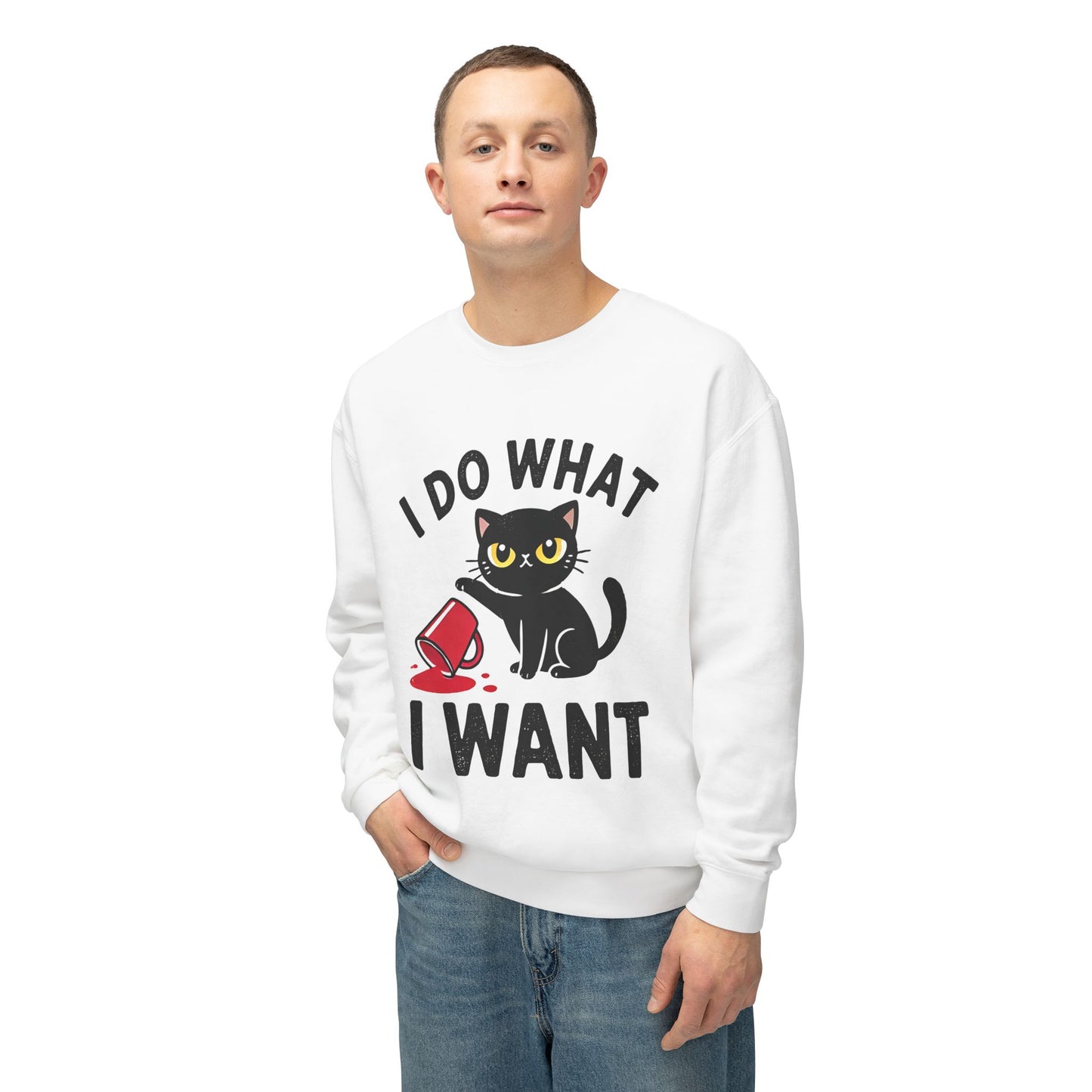 Cat Graphic Sweatshirt "I Do What I Want" – Cute Rebellious Cat Crewneck