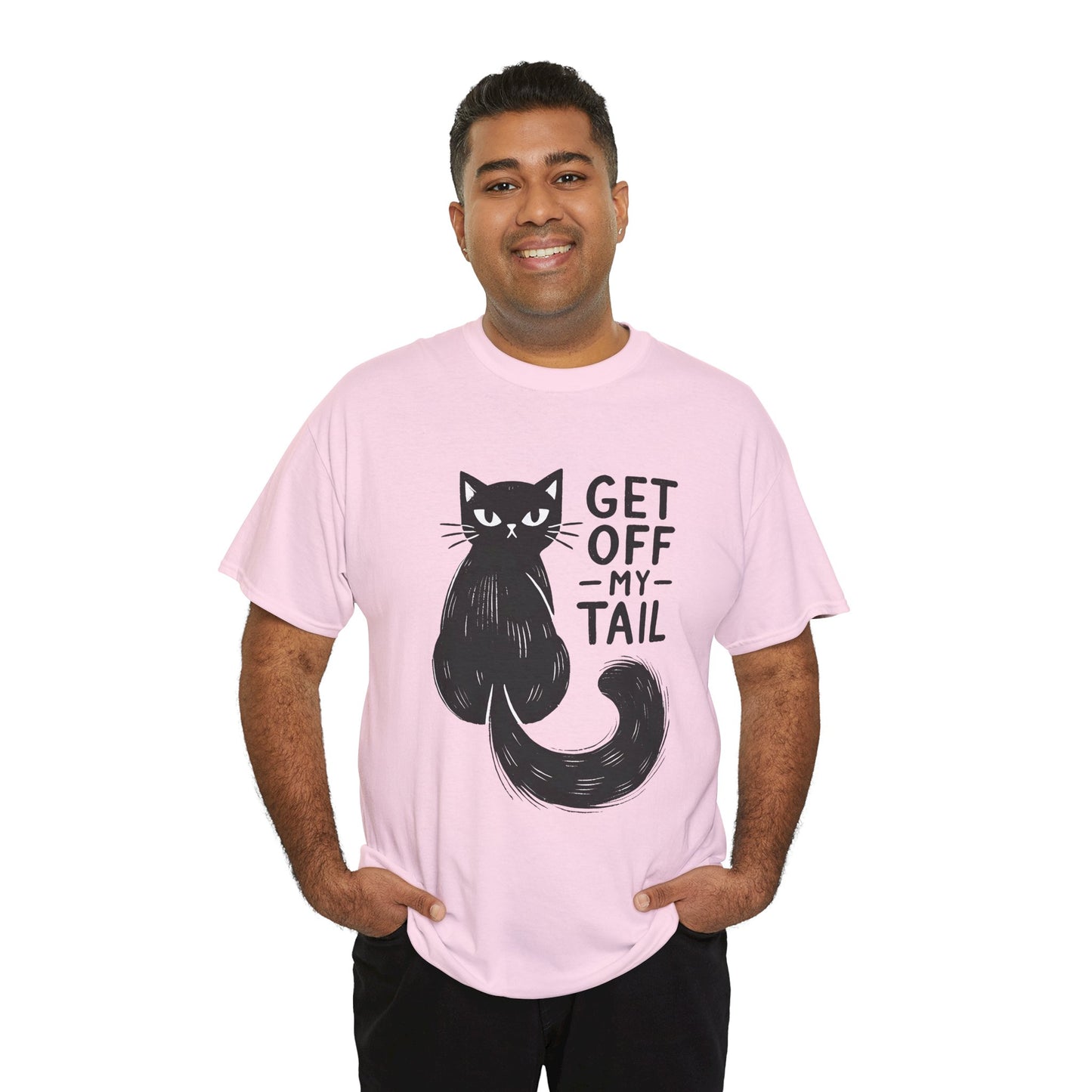 Cat T-Shirt — "Get Off My Tail" Funny Black Cat Tee