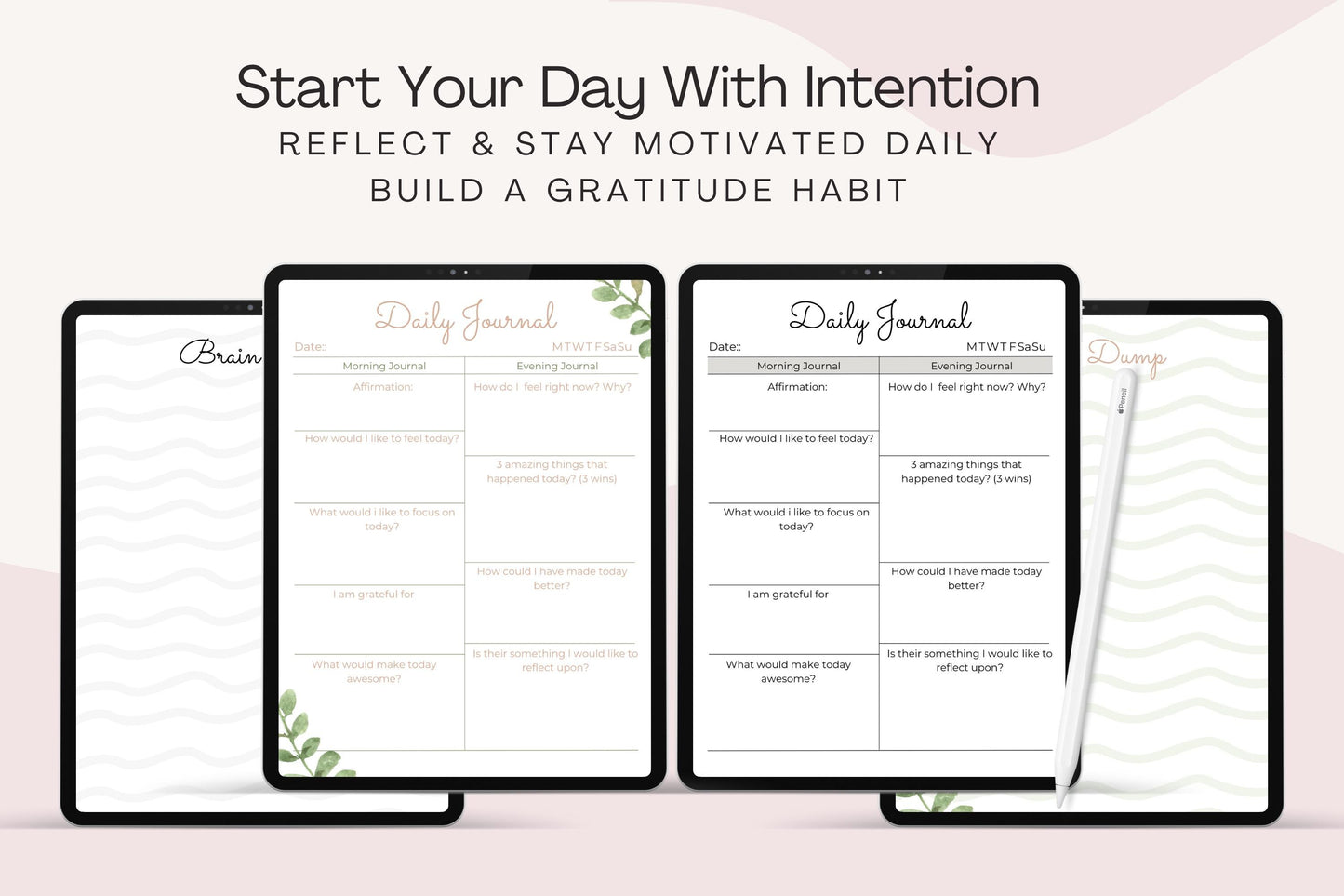 Mindfulness Daily Journal Printable , Self Care & Reflection Diary , Daily Gratitude Planner , Digital PDF Download