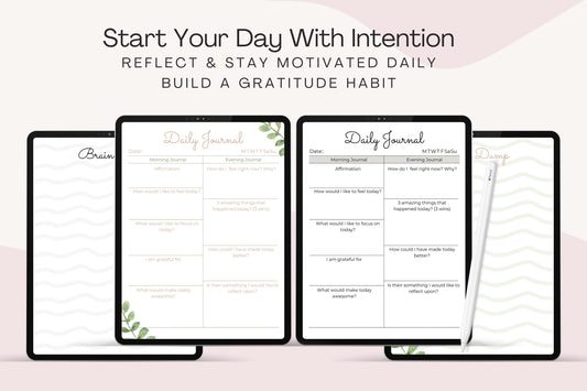 Mindfulness Daily Journal Printable , Self Care & Reflection Diary , Daily Gratitude Planner , Digital PDF Download
