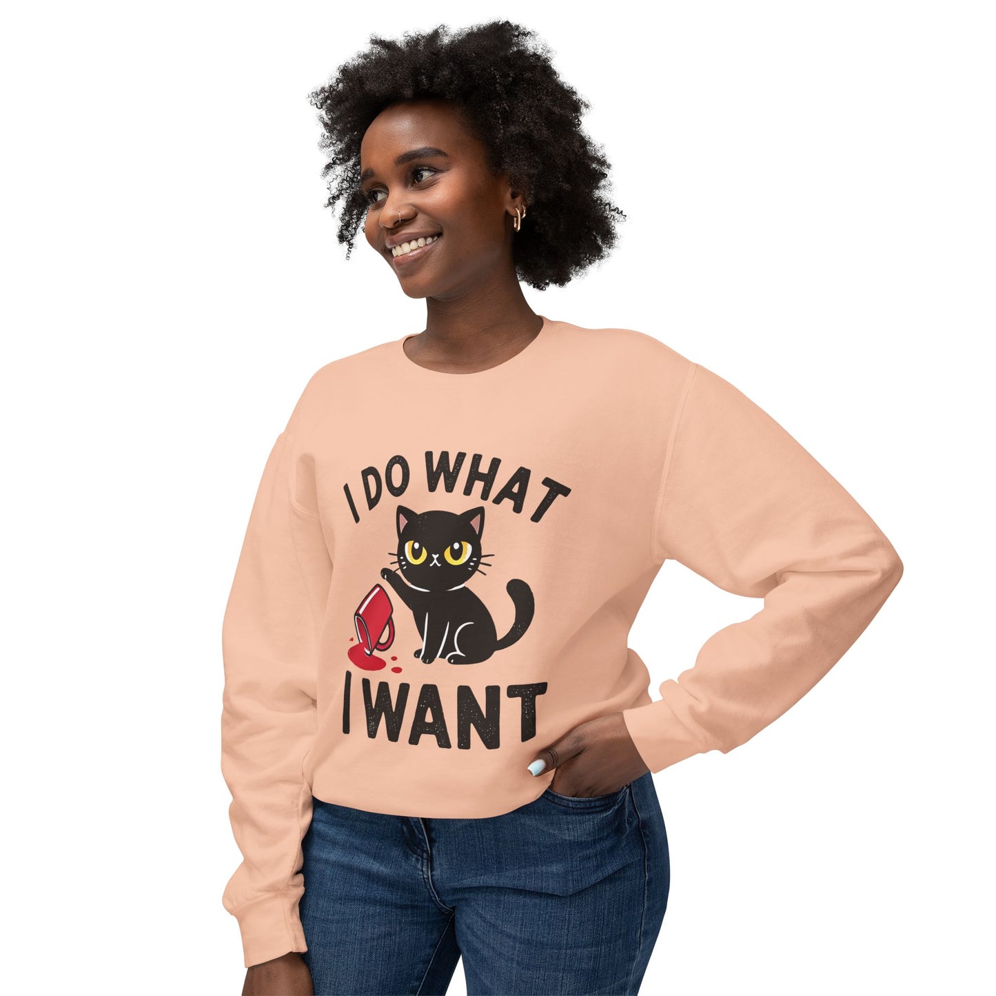 Cat Graphic Sweatshirt "I Do What I Want" – Cute Rebellious Cat Crewneck