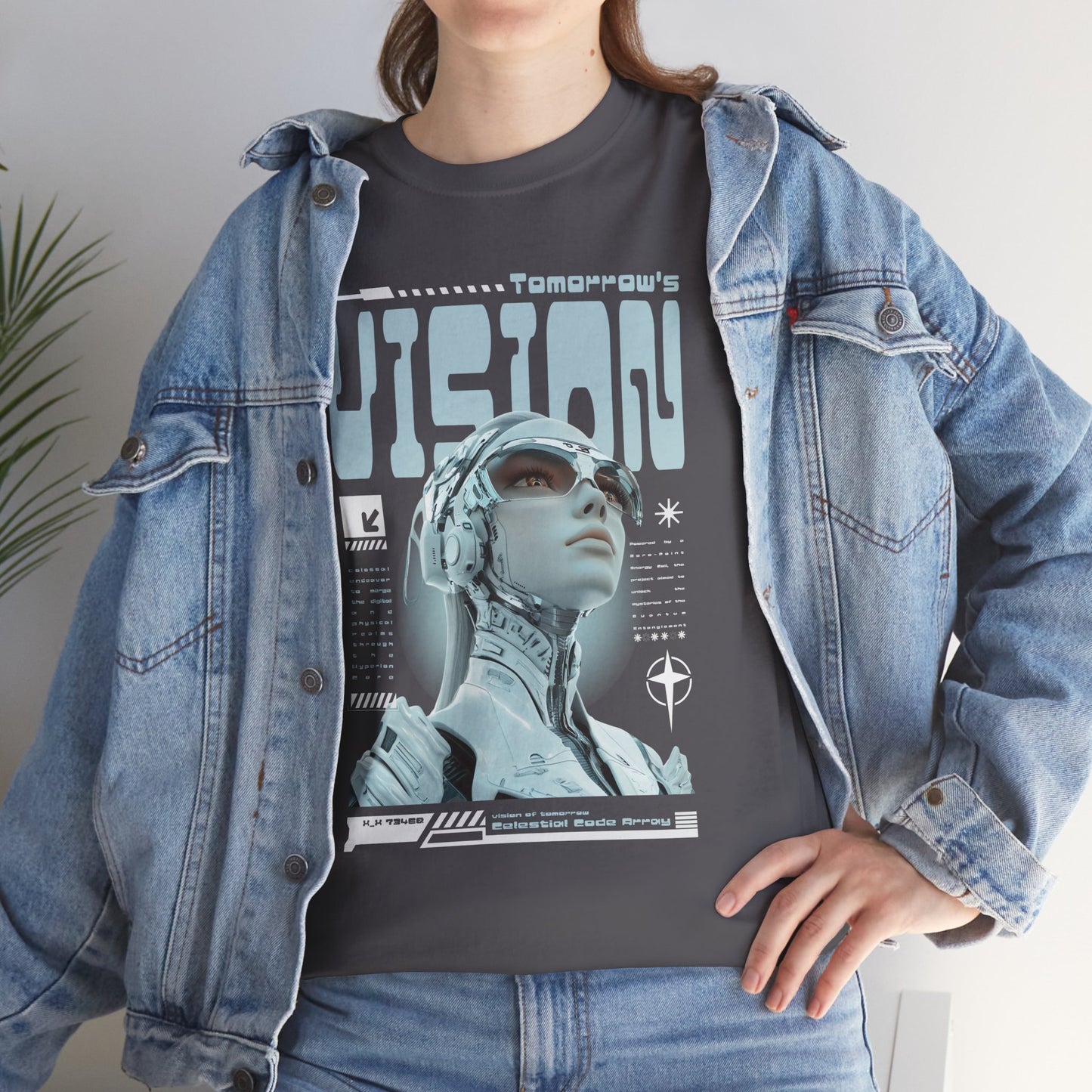 Futuristic Cyborg Portrait Tee – "VISION" Graphic T-Shirt
