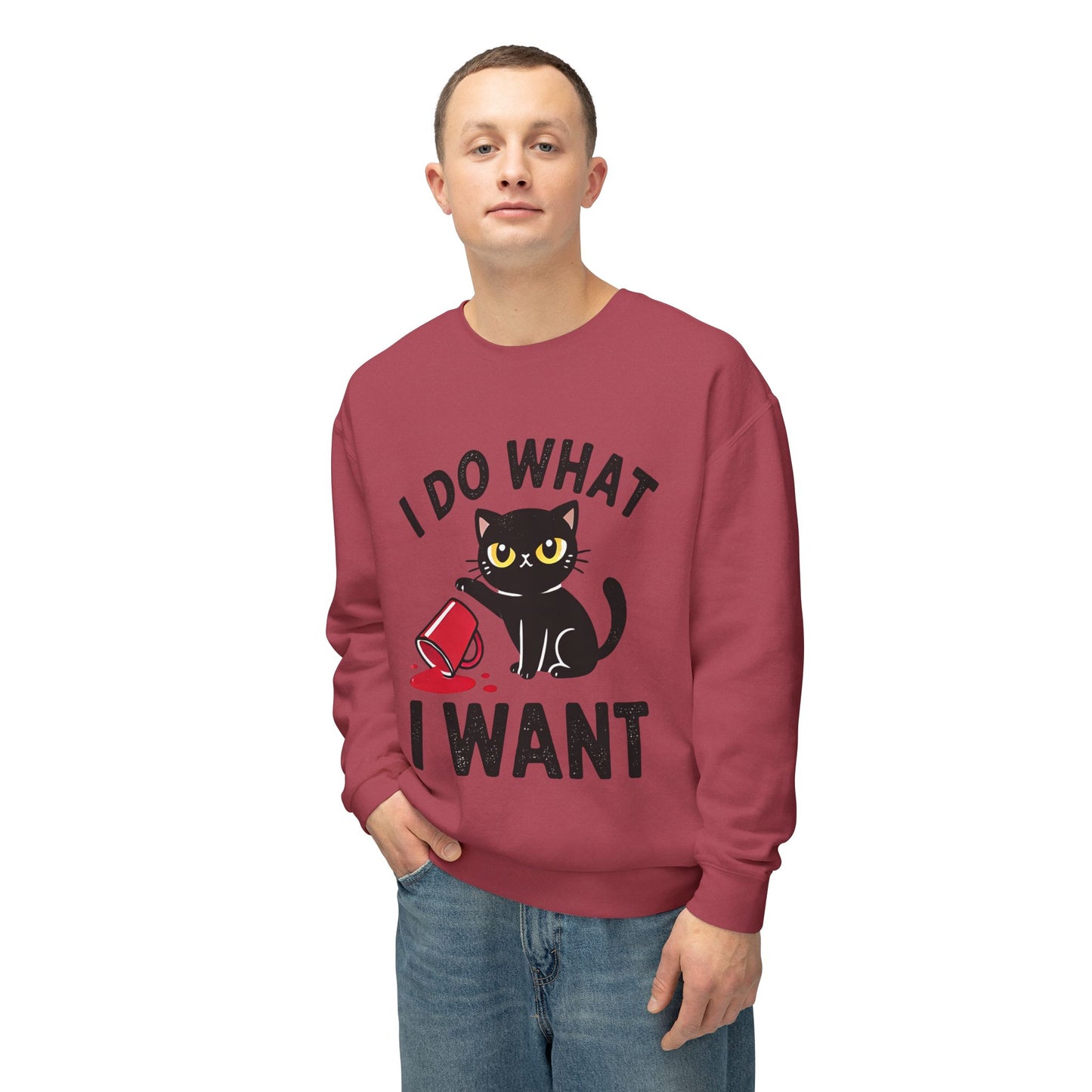 Cat Graphic Sweatshirt "I Do What I Want" – Cute Rebellious Cat Crewneck