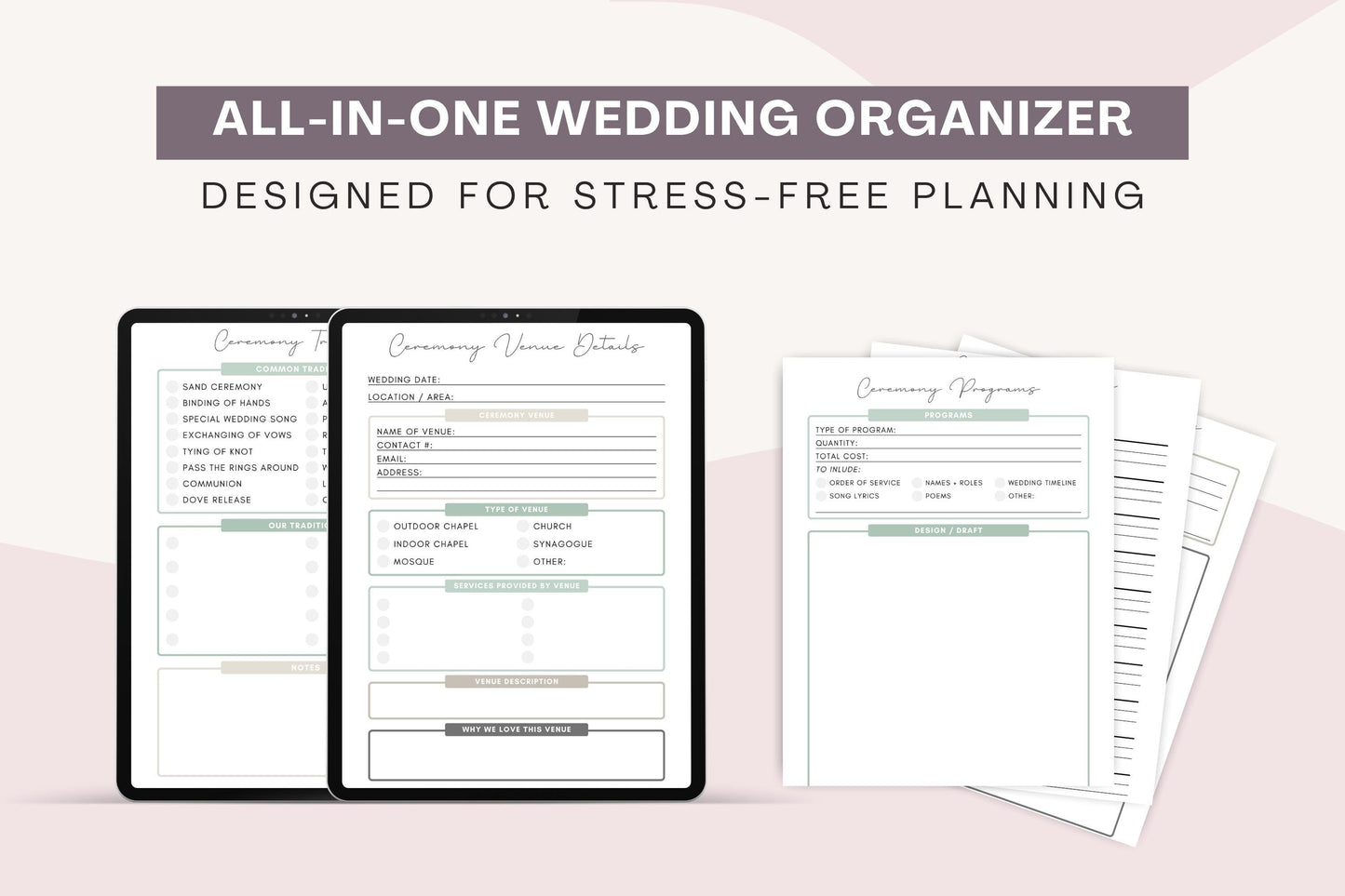 Wedding Planner Printable , Bride Organizer , Budget Tracker & Checklist Binder , Wedding Planning Template Istant Download