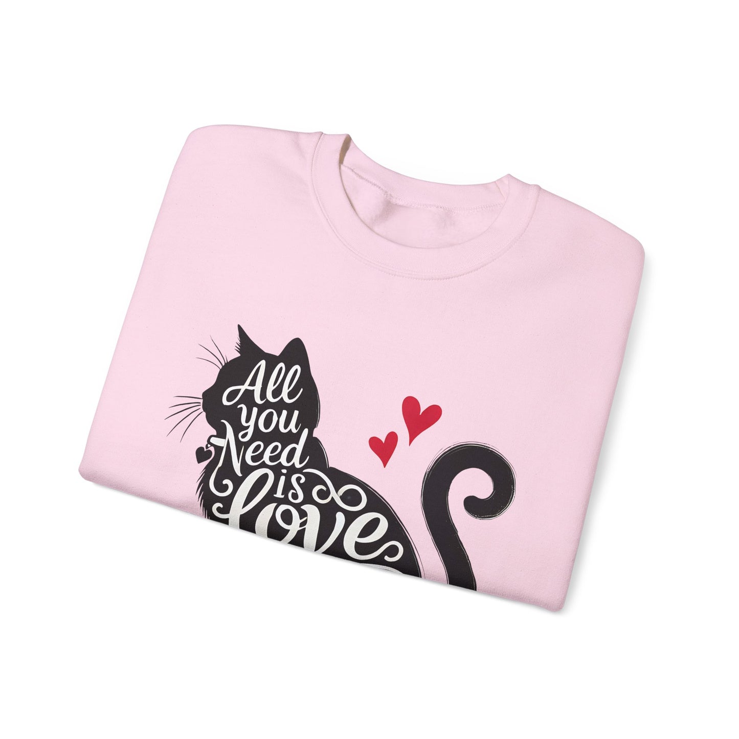 All You Need Is Love and a Cat sweatshirt - Cat Lover Crewneck Sweatshirt