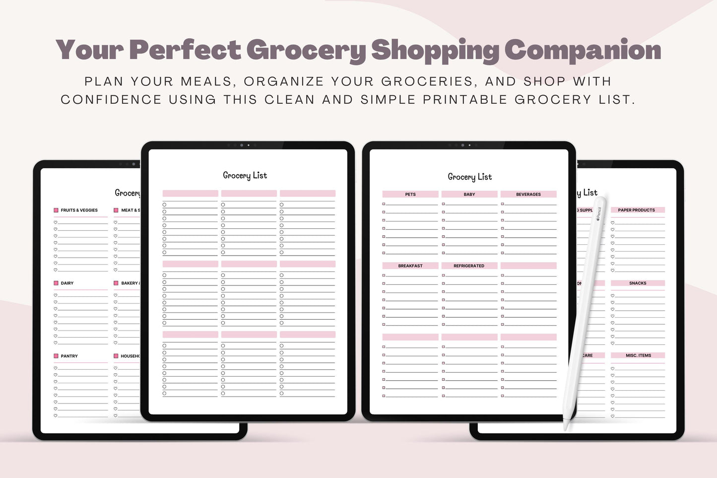 Lista della spesa stampabile: pianificatore dei pasti, monitoraggio della dispensa (download digitale)