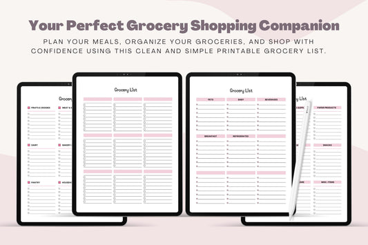 Lista della spesa stampabile: pianificatore dei pasti, monitoraggio della dispensa (download digitale)