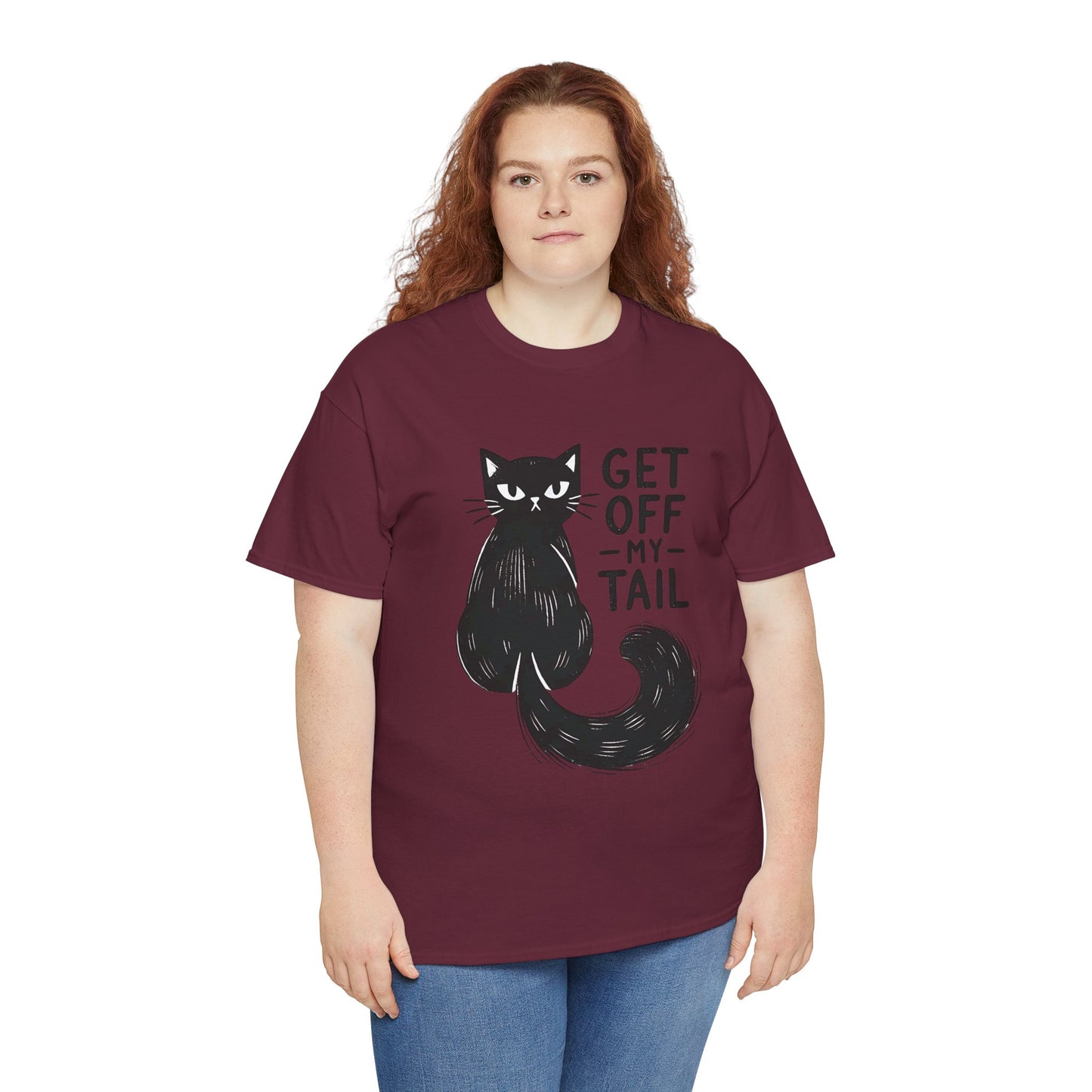 Cat T-Shirt — "Get Off My Tail" Funny Black Cat Tee