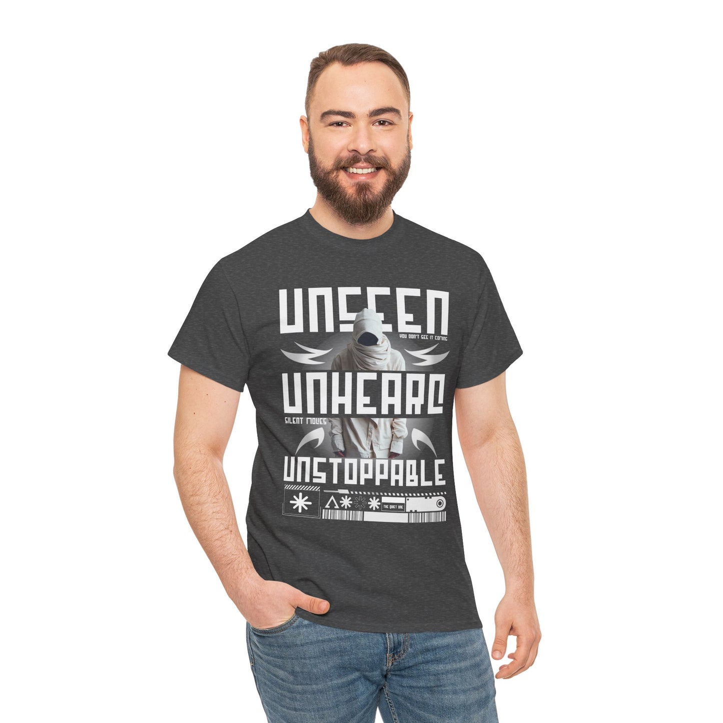 T-Shirt — "Unseen, Unheard, Unstoppable" Graphic Tee (Bold Futuristic Design)