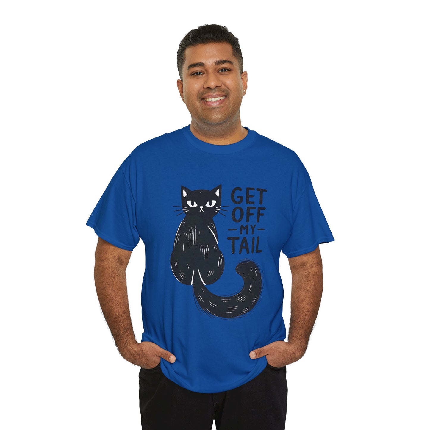 Cat T-Shirt — "Get Off My Tail" Funny Black Cat Tee
