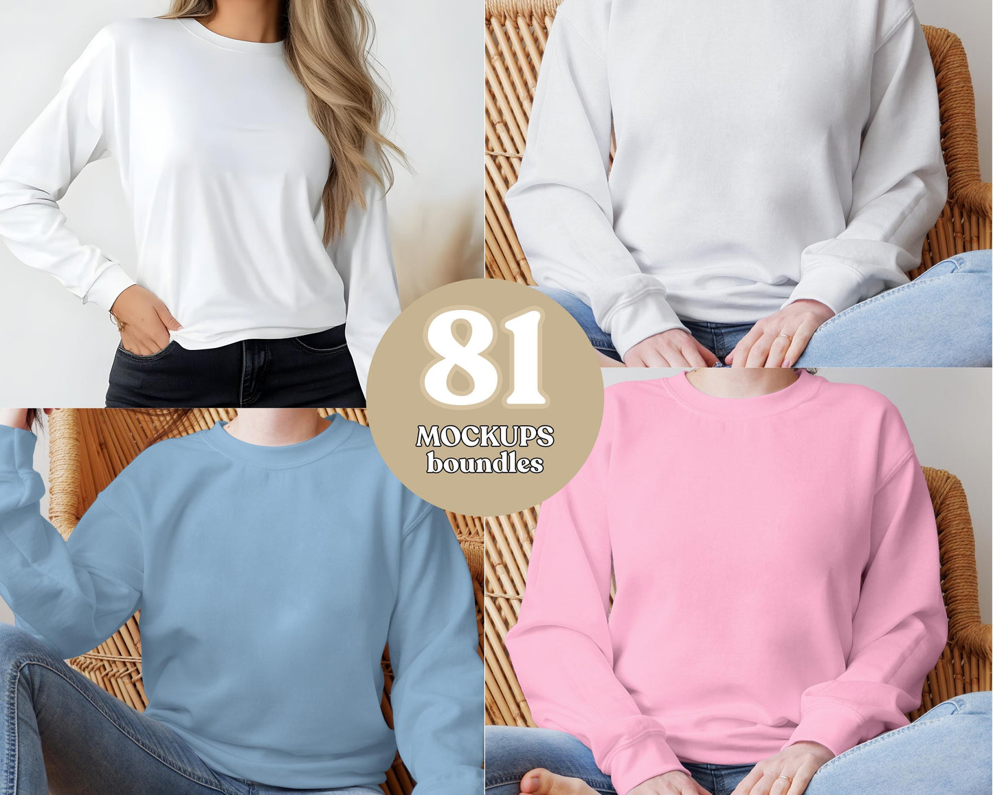 Pacchetto mockup di camicie a maniche lunghe Comfort Colors C6014 (download digitale)