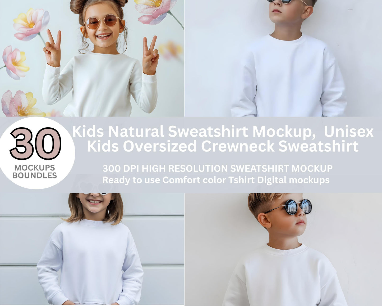 Felpa Gildan 18000B per bambini, modello: Boho neutro (download digitale)