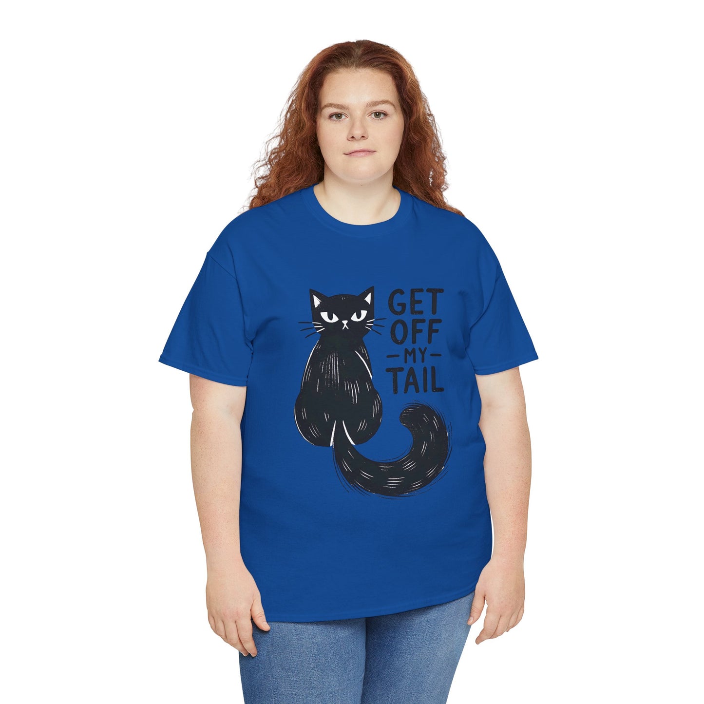 Cat T-Shirt — "Get Off My Tail" Funny Black Cat Tee