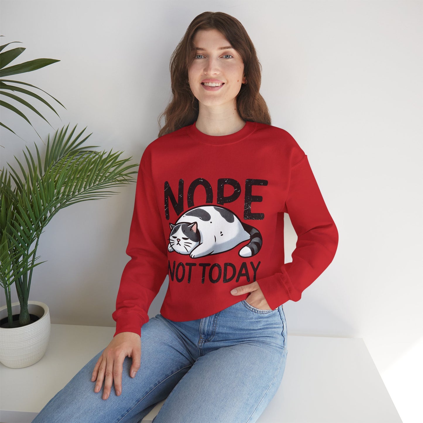 Cat 'Nope, Not Today' Crewneck Sweatshirt