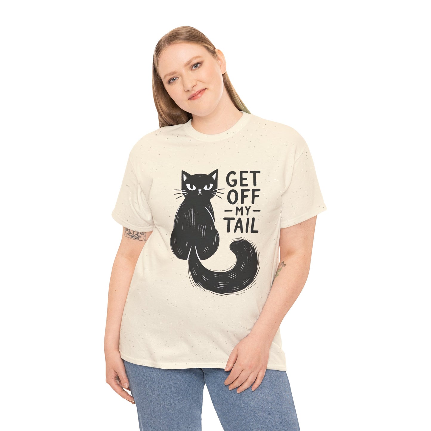Cat T-Shirt — "Get Off My Tail" Funny Black Cat Tee