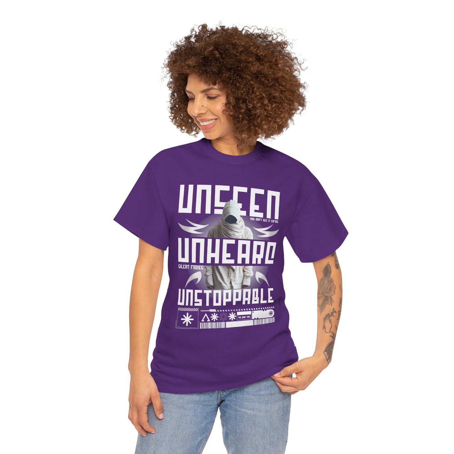 T-Shirt — "Unseen, Unheard, Unstoppable" Graphic Tee (Bold Futuristic Design)