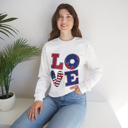 Patriotic Donut Love Crewneck Sweatshirt