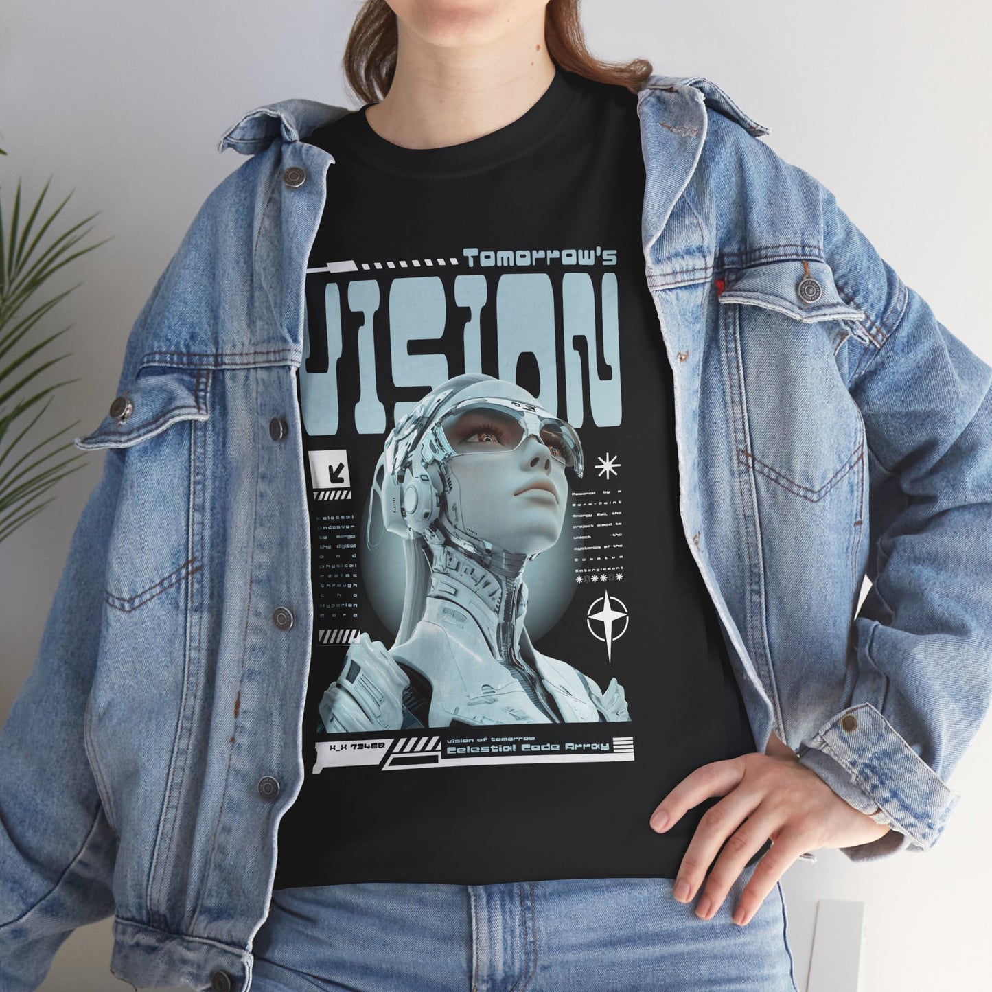 Futuristic Cyborg Portrait Tee – "VISION" Graphic T-Shirt