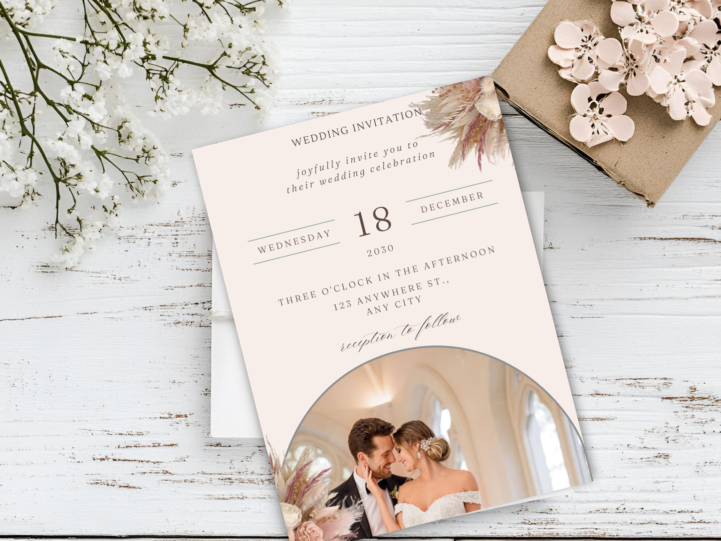 Elegant Wedding Invitation Template: Minimalist Photo Canva Suite