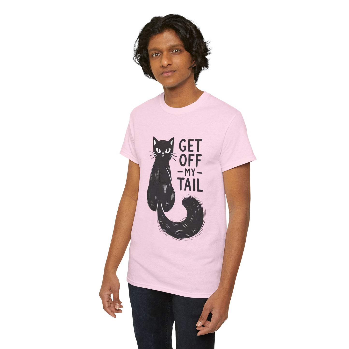 Cat T-Shirt — "Get Off My Tail" Funny Black Cat Tee