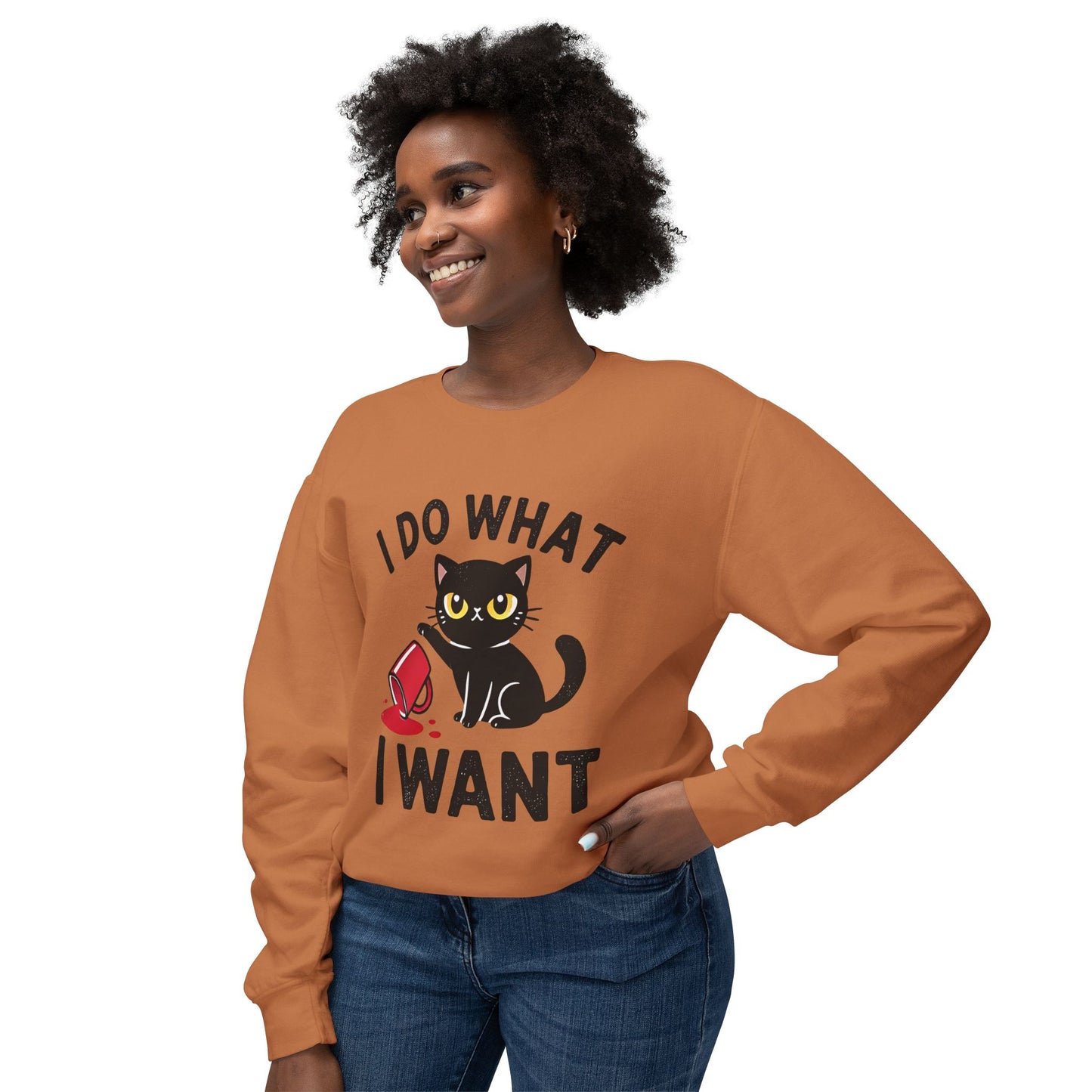 Cat Graphic Sweatshirt "I Do What I Want" – Cute Rebellious Cat Crewneck
