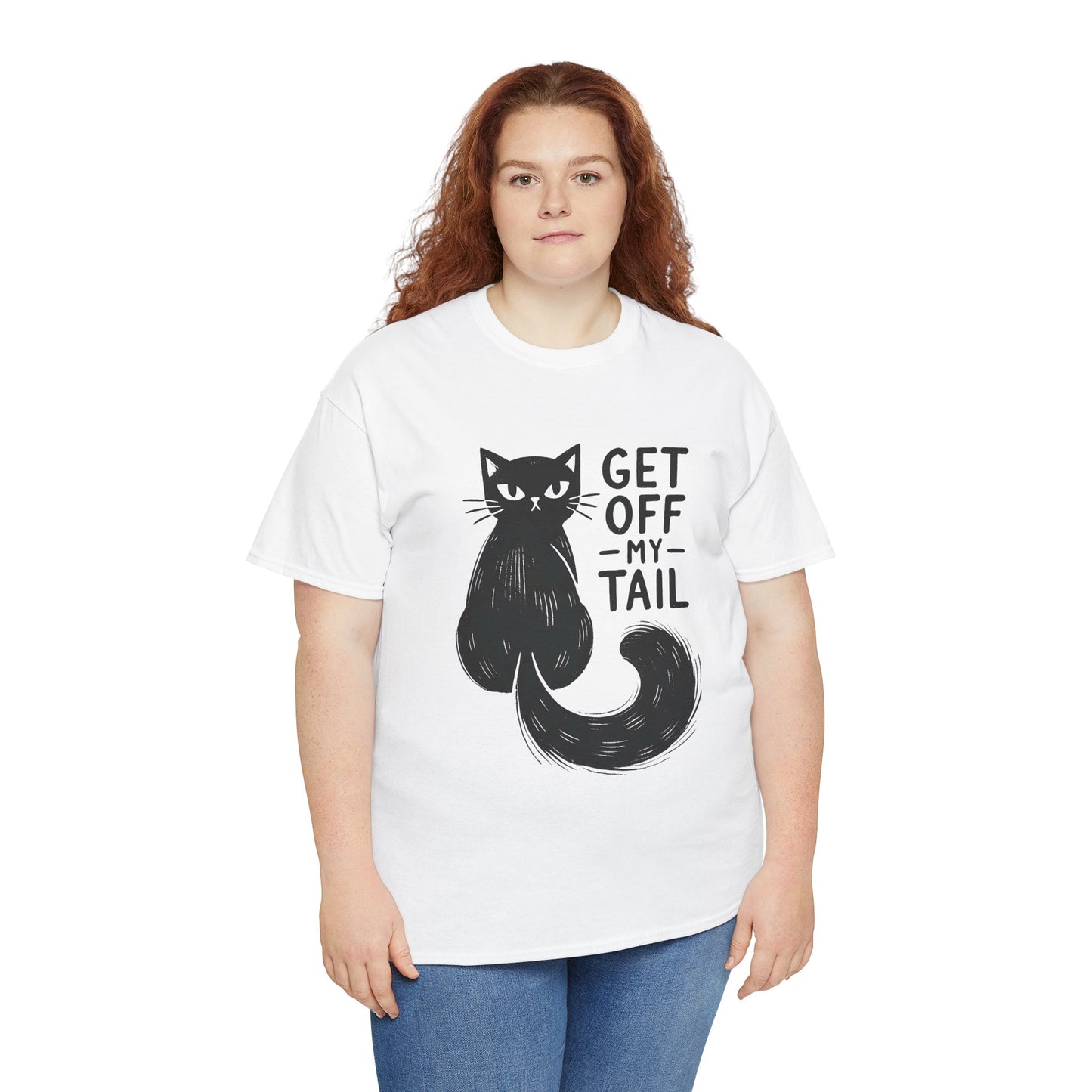 Cat T-Shirt — "Get Off My Tail" Funny Black Cat Tee